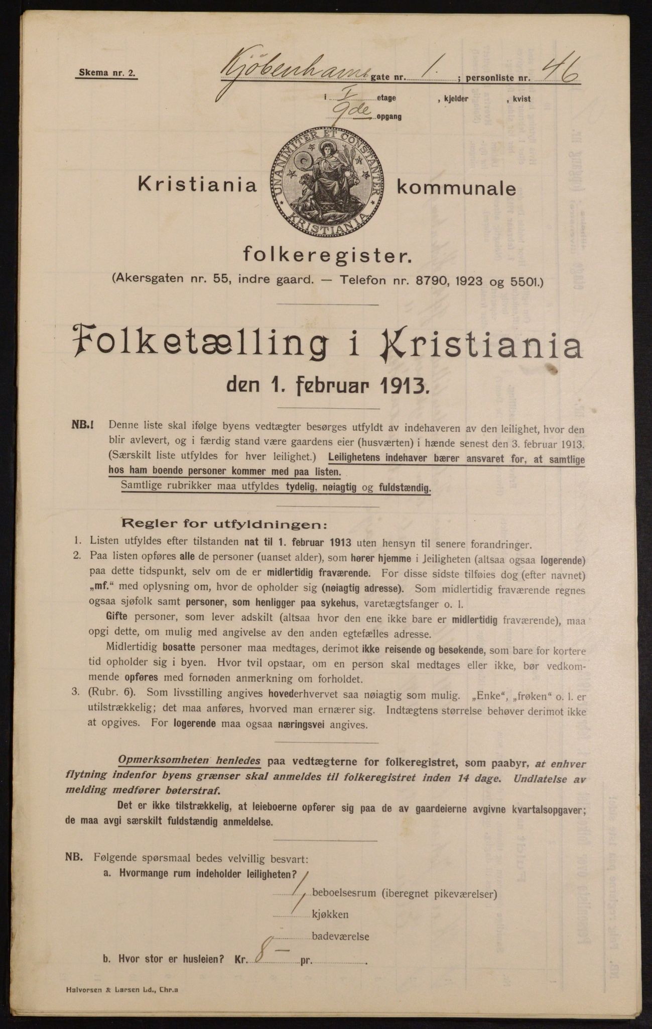 OBA, Municipal Census 1913 for Kristiania, 1913, p. 54732