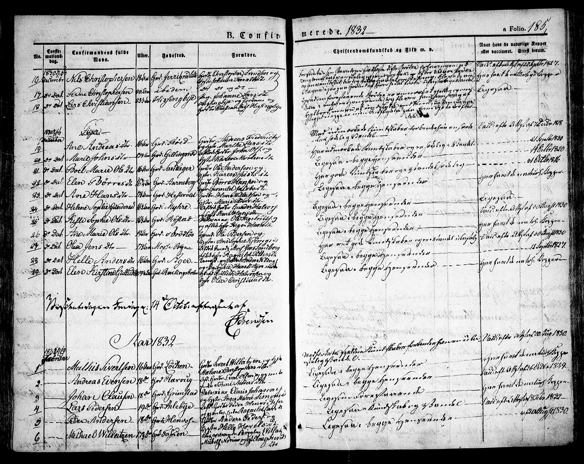 Råde prestekontor kirkebøker, SAO/A-2009/F/Fa/L0005: Parish register (official) no. 5, 1830-1853, p. 185