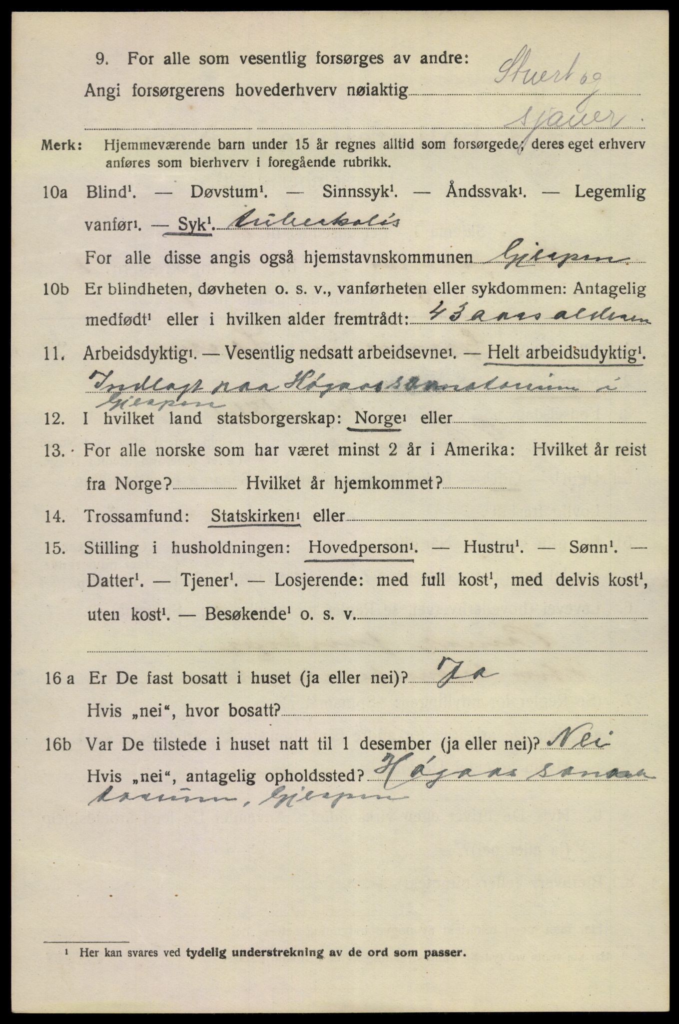 SAKO, 1920 census for Porsgrunn, 1920, p. 7154