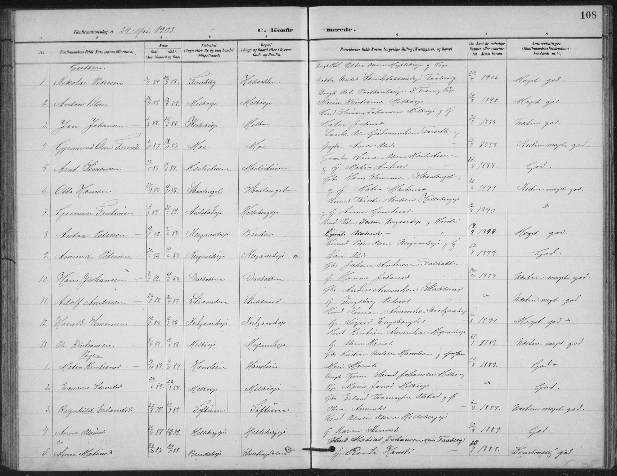 Vestre Gausdal prestekontor, SAH/PREST-094/H/Ha/Hab/L0004: Parish register (copy) no. 4, 1898-1939, p. 108