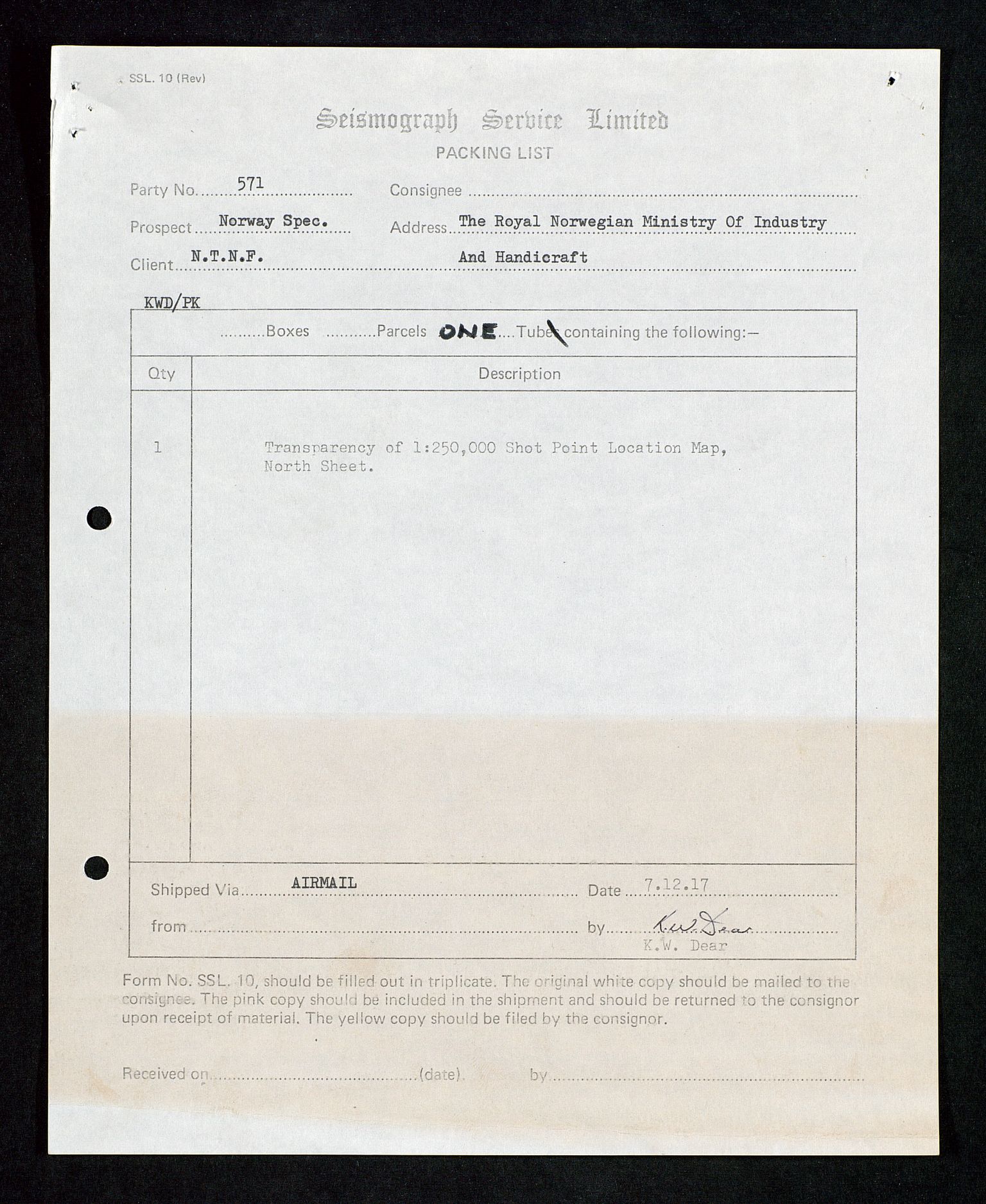Industridepartementet, Oljekontoret, AV/SAST-A-101348/Da/L0007:  Arkivnøkkel 714 - 722 Seismiske undersøkelser, 1965-1973, p. 444