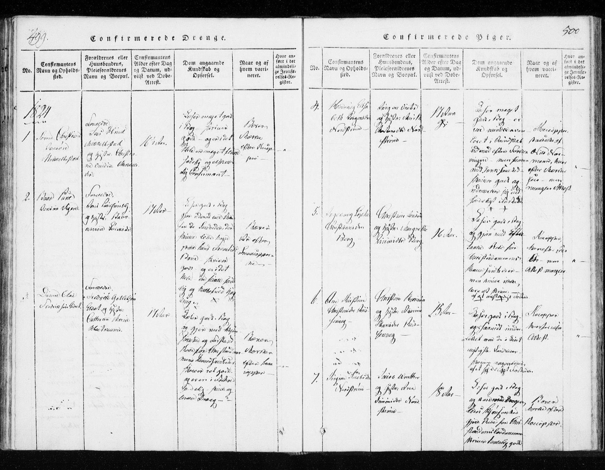 Tranøy sokneprestkontor, AV/SATØ-S-1313/I/Ia/Iaa/L0004kirke: Parish register (official) no. 4, 1820-1829, p. 499-500