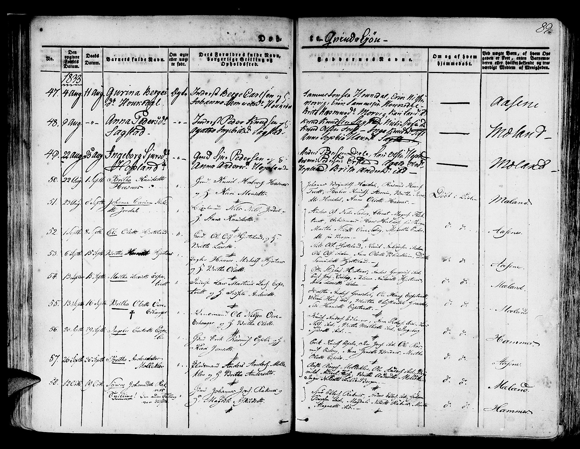 Hamre sokneprestembete, AV/SAB-A-75501/H/Ha/Haa/Haaa/L0011: Parish register (official) no. A 11, 1826-1834, p. 89