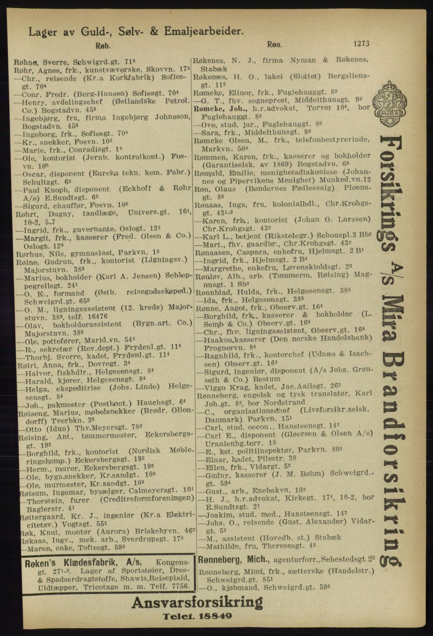 Kristiania/Oslo adressebok, PUBL/-, 1918, p. 1298