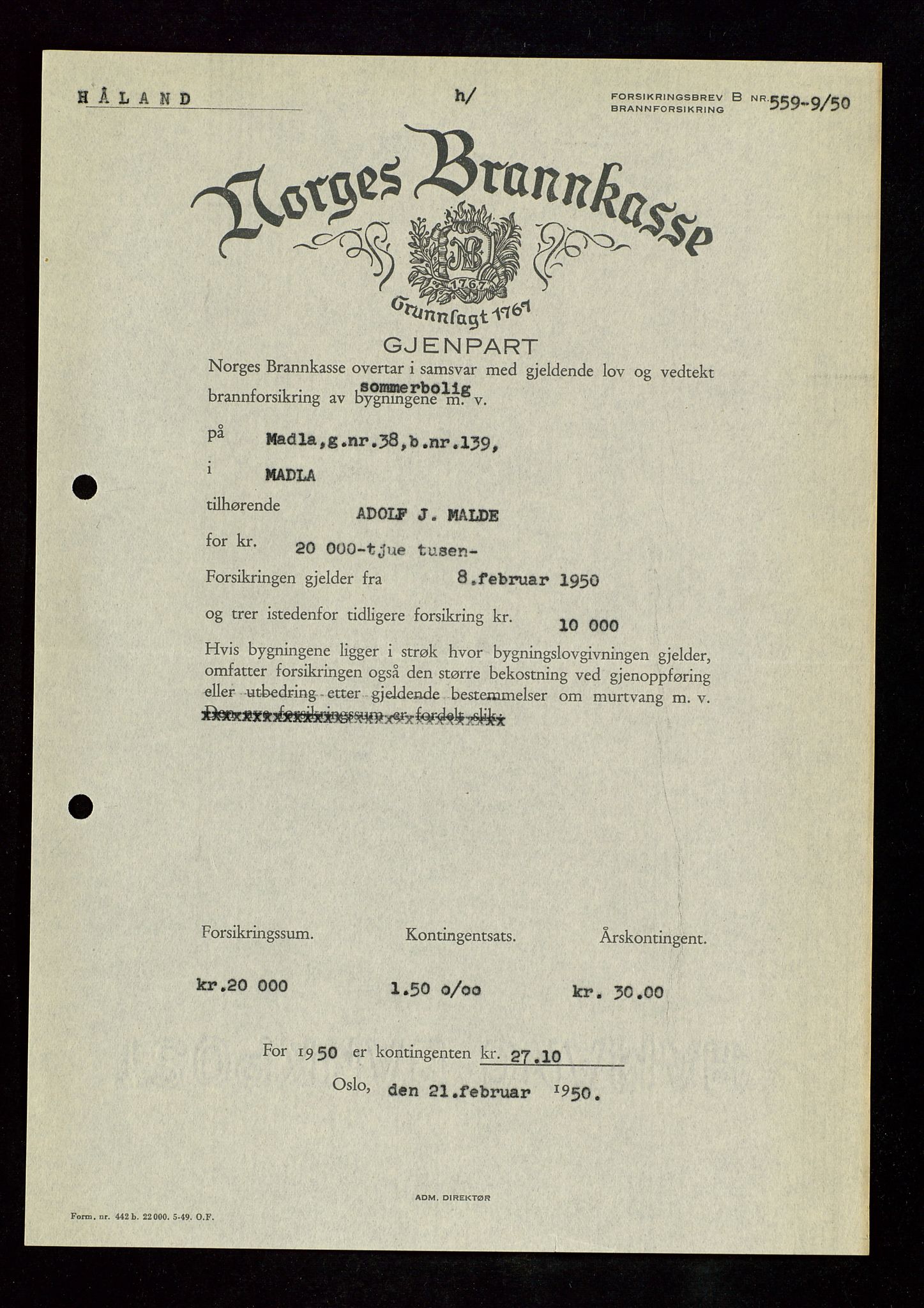 Håland lensmannskontor, AV/SAST-A-100100/Gob/L0007: Branntakstprotokoll - skjematakst. Register i boken., 1920-1925