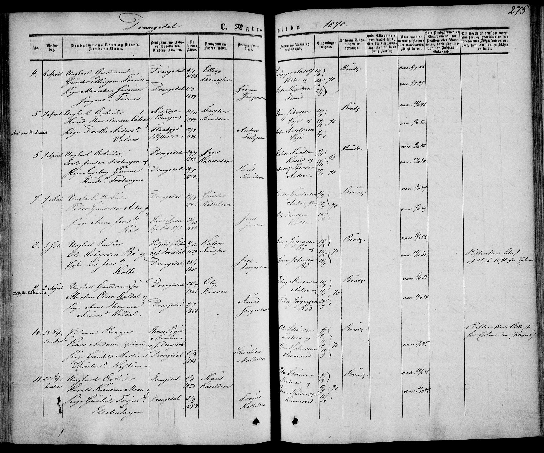 Drangedal kirkebøker, SAKO/A-258/F/Fa/L0008: Parish register (official) no. 8, 1857-1871, p. 275