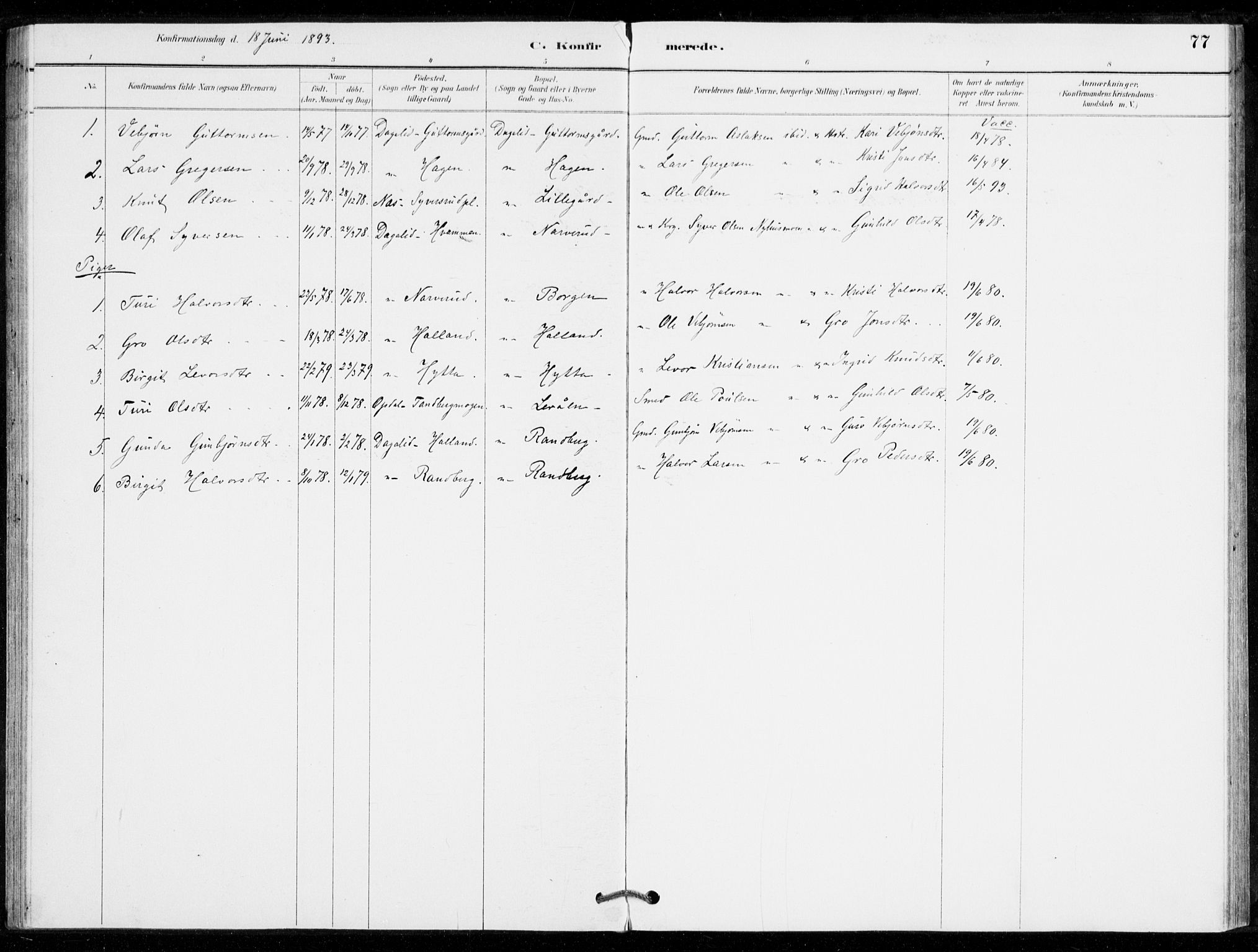 Nore kirkebøker, AV/SAKO-A-238/G/Gc/L0003: Parish register (copy) no. III 3, 1881-1941, p. 77