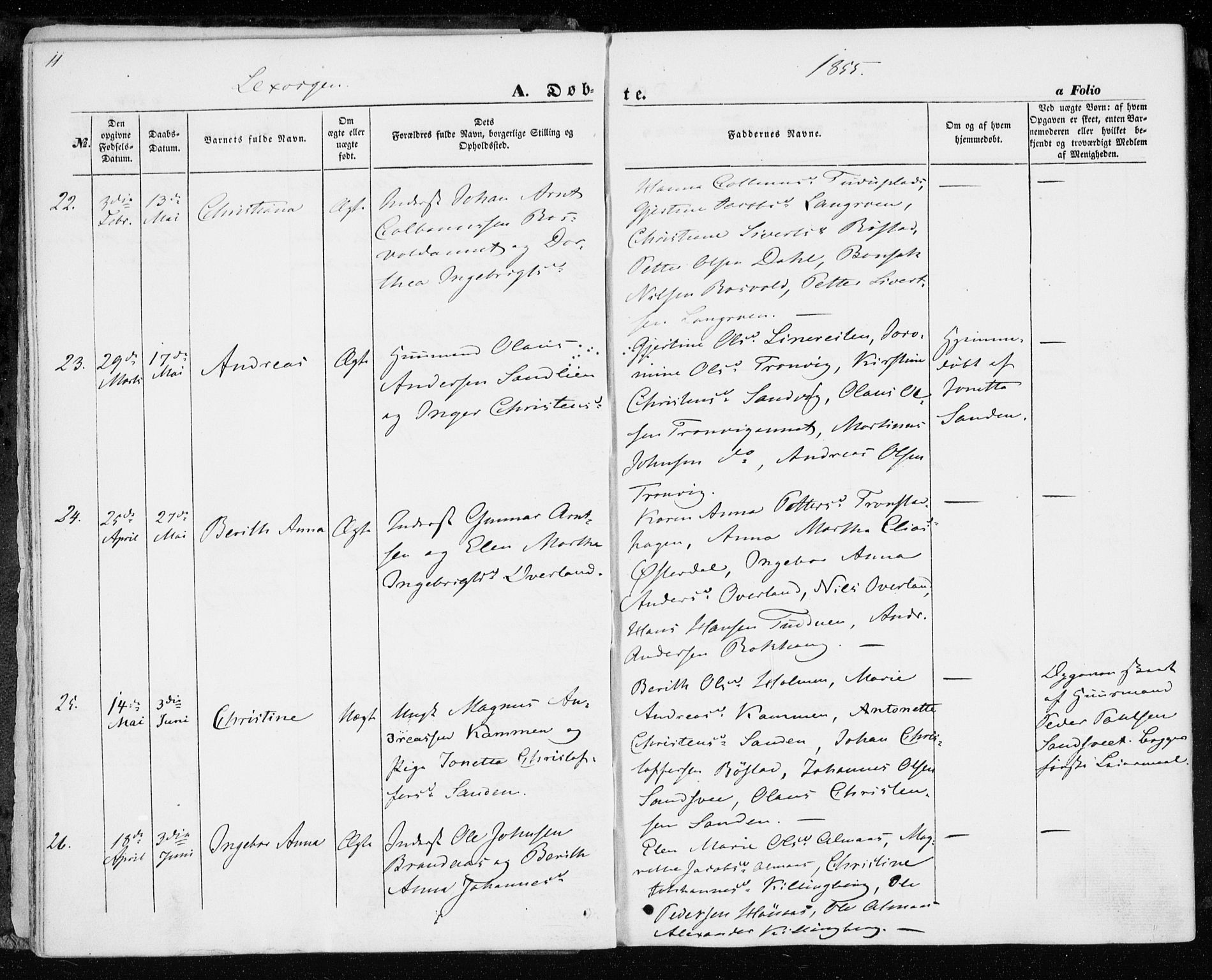 Ministerialprotokoller, klokkerbøker og fødselsregistre - Nord-Trøndelag, SAT/A-1458/701/L0008: Parish register (official) no. 701A08 /1, 1854-1863, p. 11