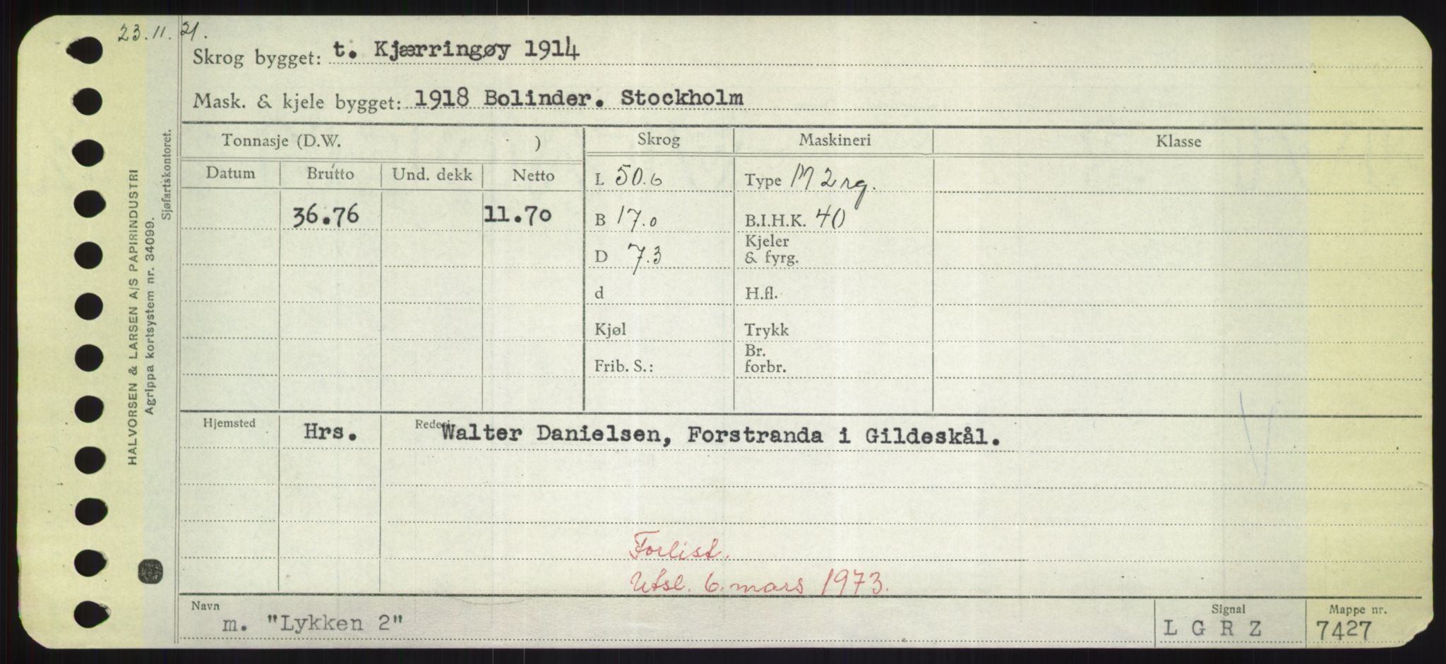 Sjøfartsdirektoratet med forløpere, Skipsmålingen, RA/S-1627/H/Hd/L0023: Fartøy, Lia-Løv, p. 443