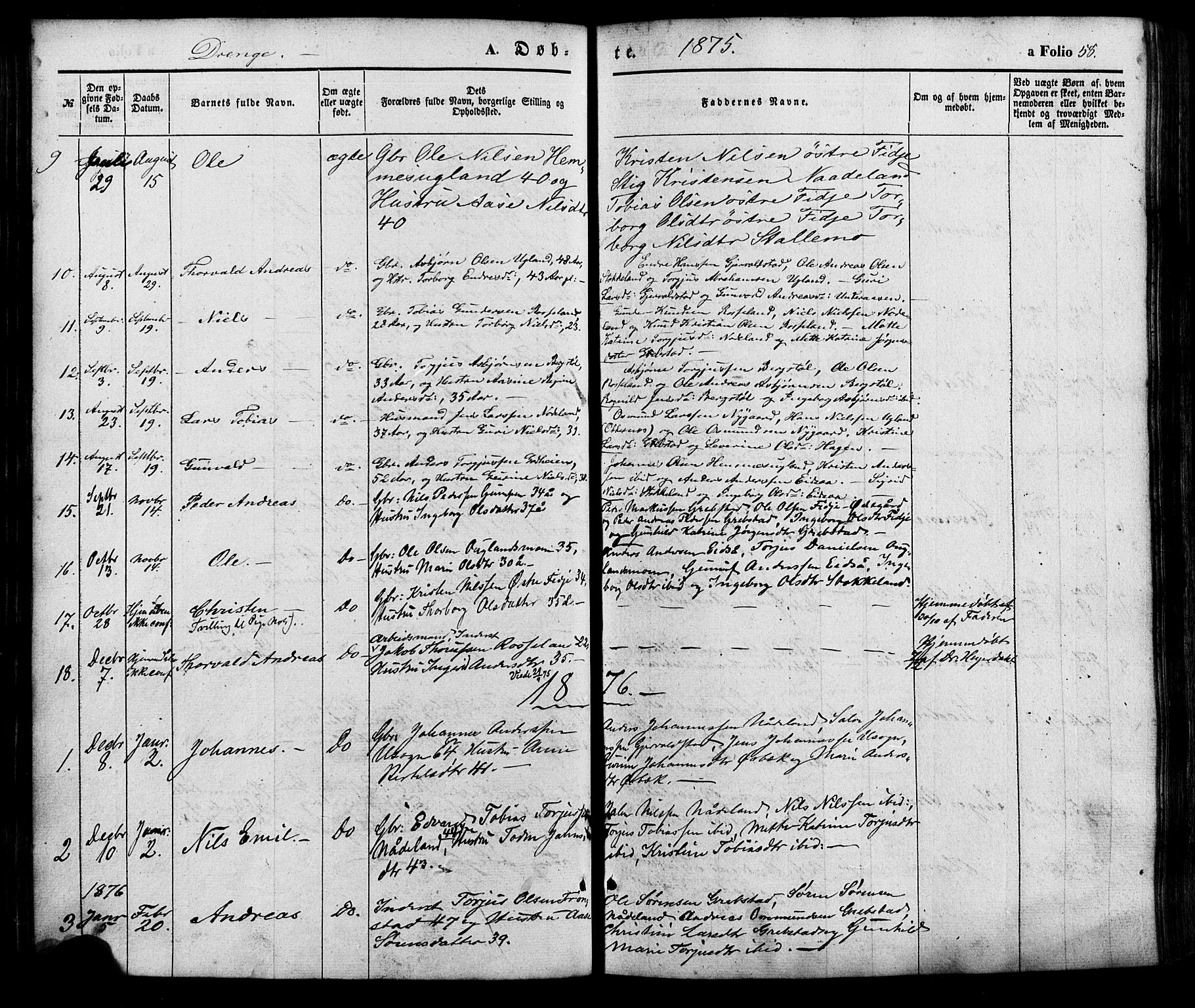 Søgne sokneprestkontor, SAK/1111-0037/F/Fa/Faa/L0002: Parish register (official) no. A 2, 1854-1882, p. 58