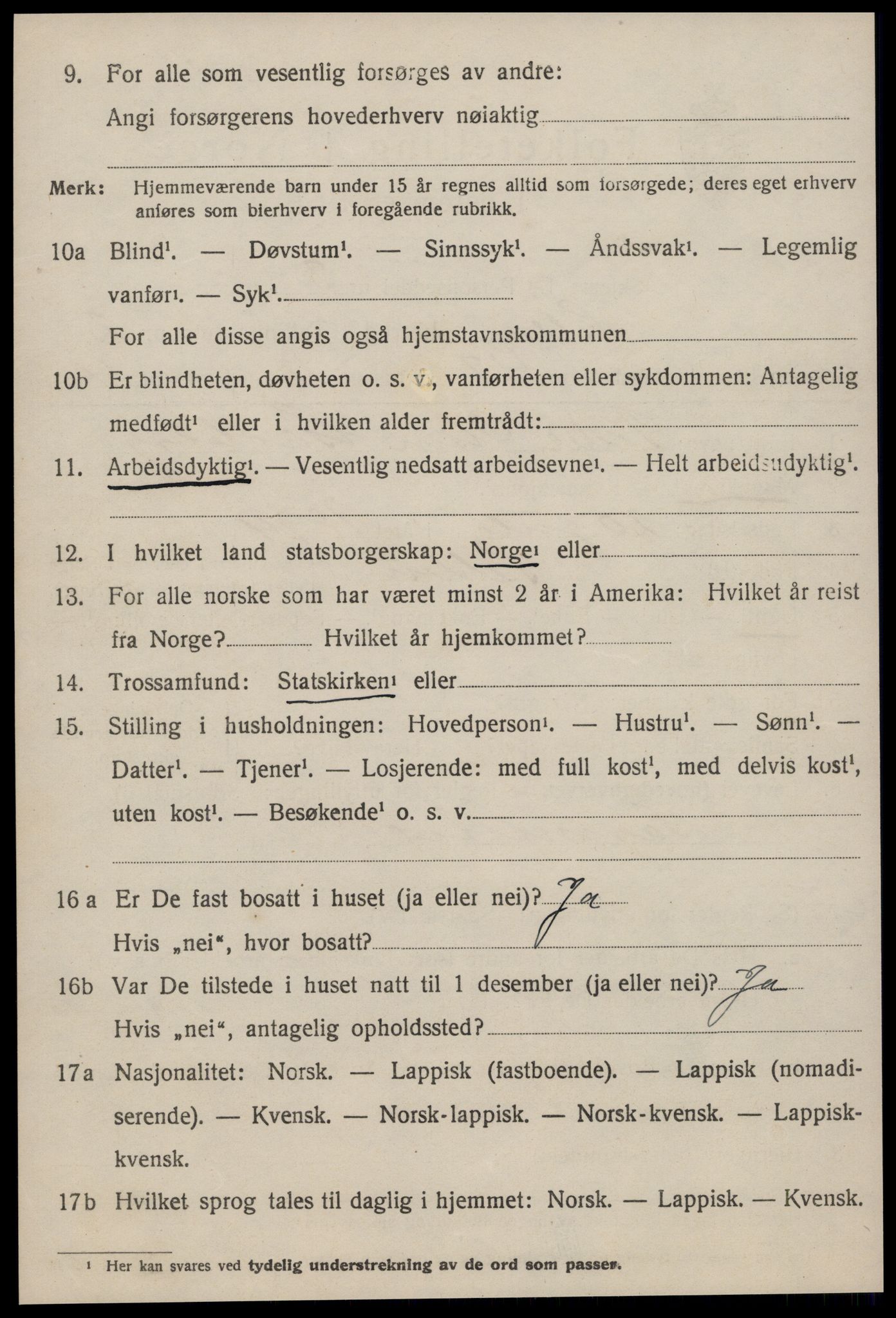 SAT, 1920 census for Selbu, 1920, p. 2447