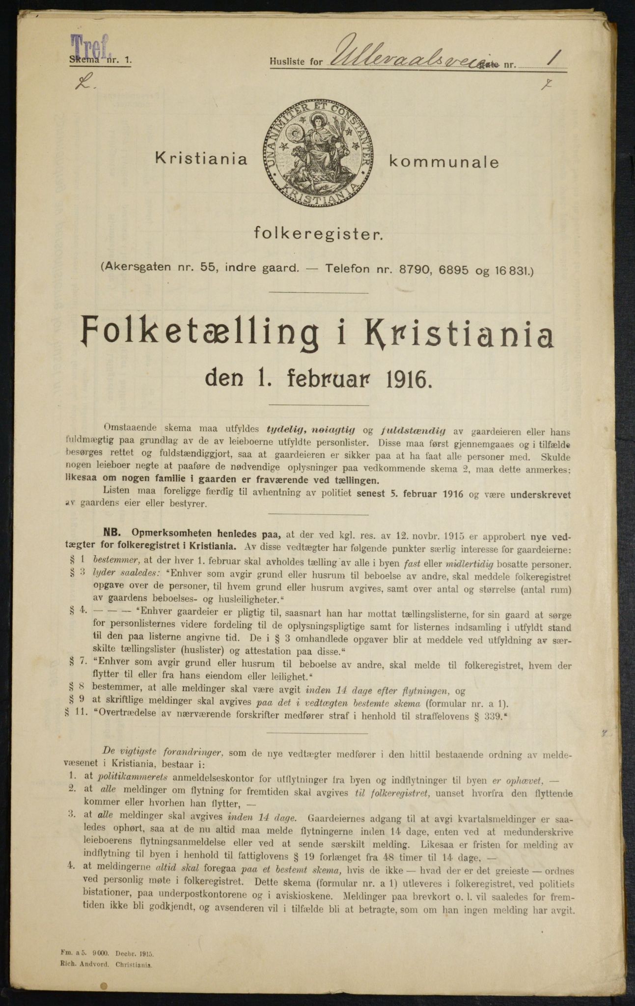 OBA, Municipal Census 1916 for Kristiania, 1916, p. 122442