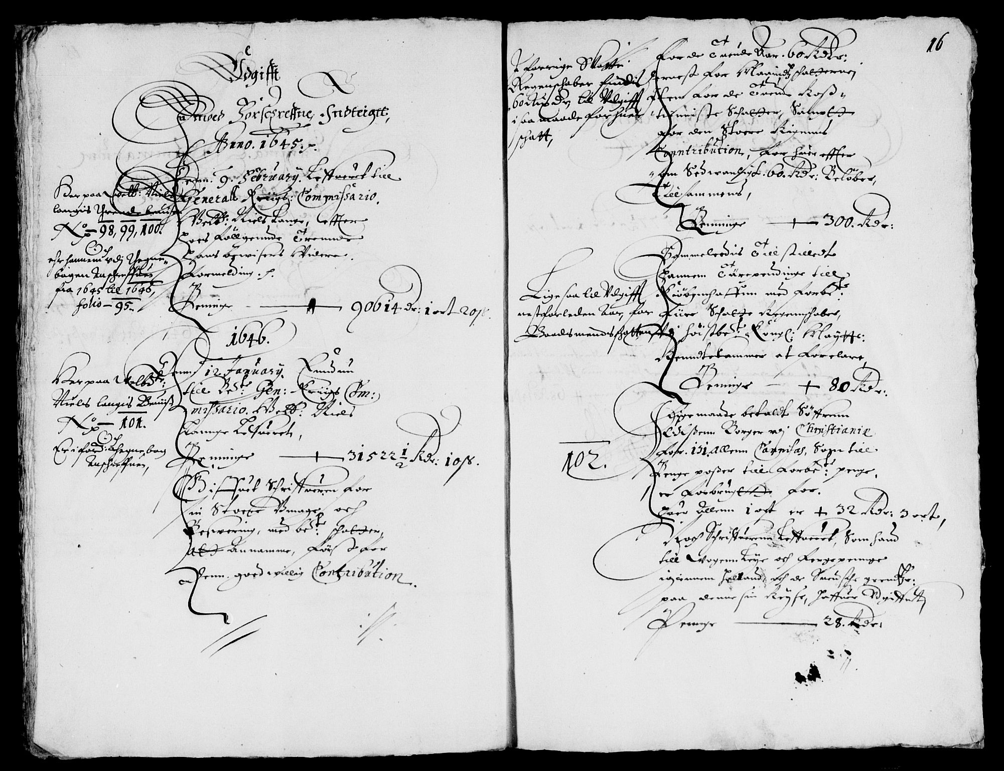 Rentekammeret inntil 1814, Reviderte regnskaper, Lensregnskaper, AV/RA-EA-5023/R/Rb/Rba/L0182: Akershus len, 1643-1645