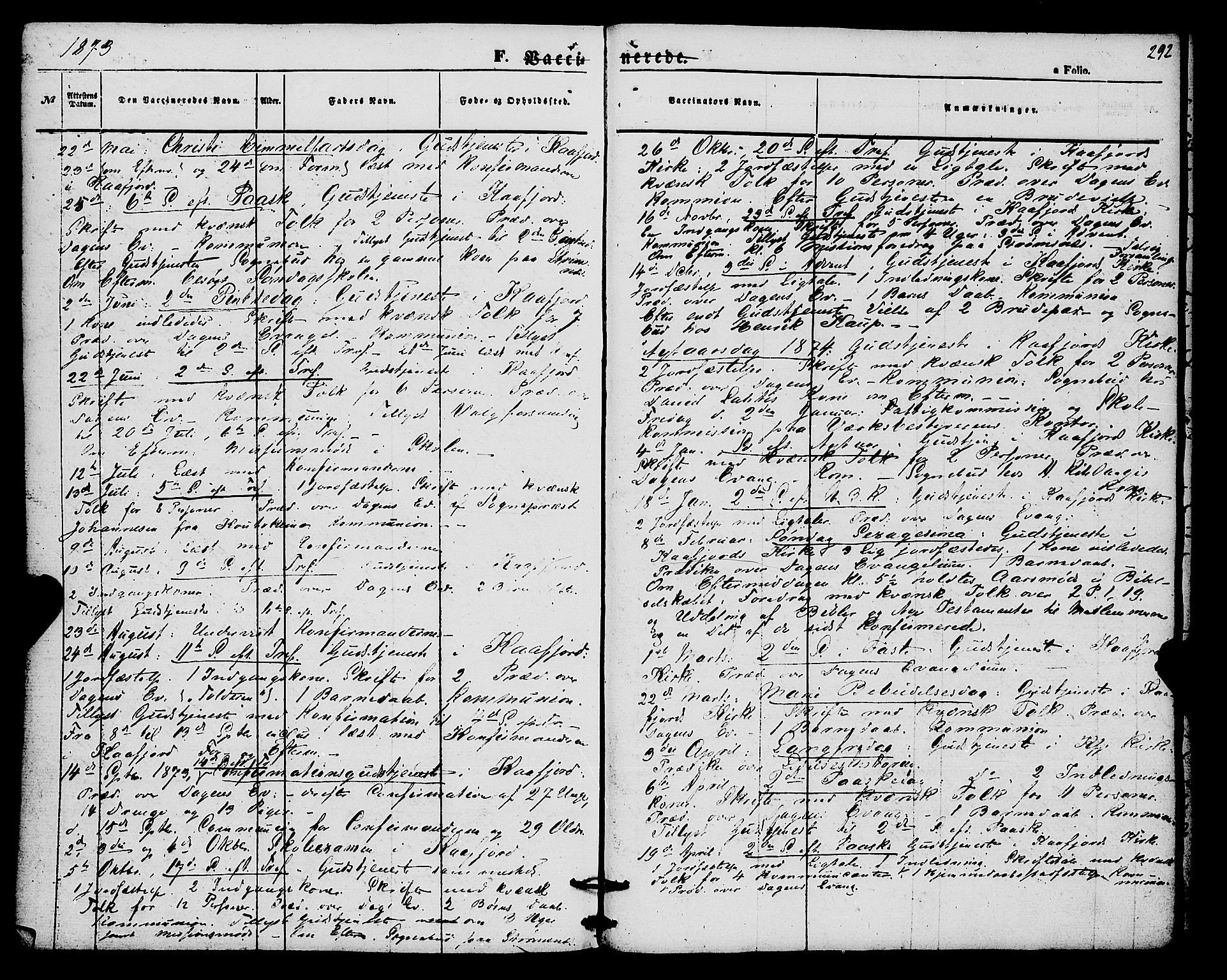 Alta sokneprestkontor, SATØ/S-1338/H/Ha/L0004.kirke: Parish register (official) no. 4, 1858-1880, p. 292
