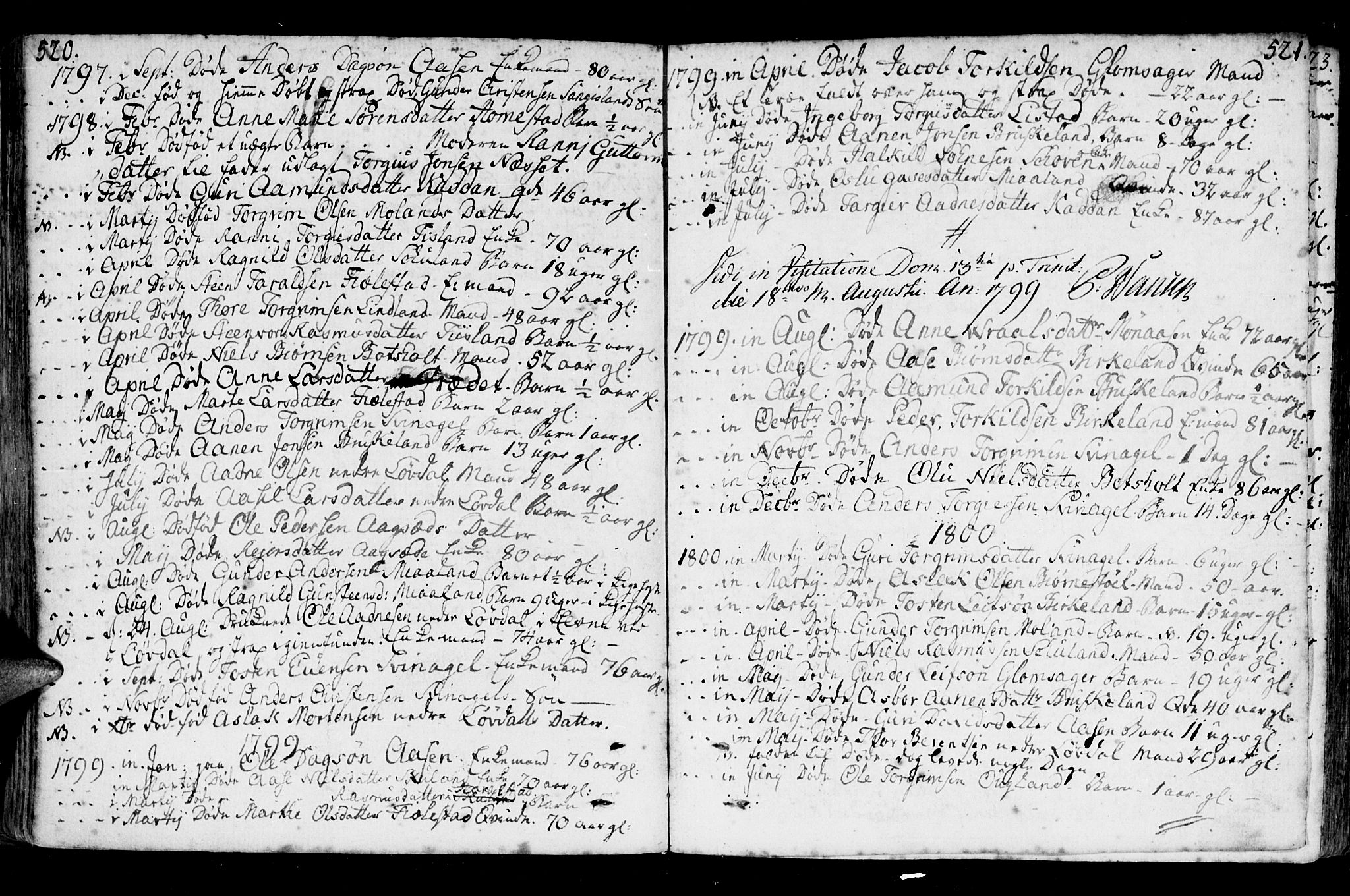 Holum sokneprestkontor, AV/SAK-1111-0022/F/Fa/Fab/L0004: Parish register (official) no. A 4, 1774-1847, p. 520-521