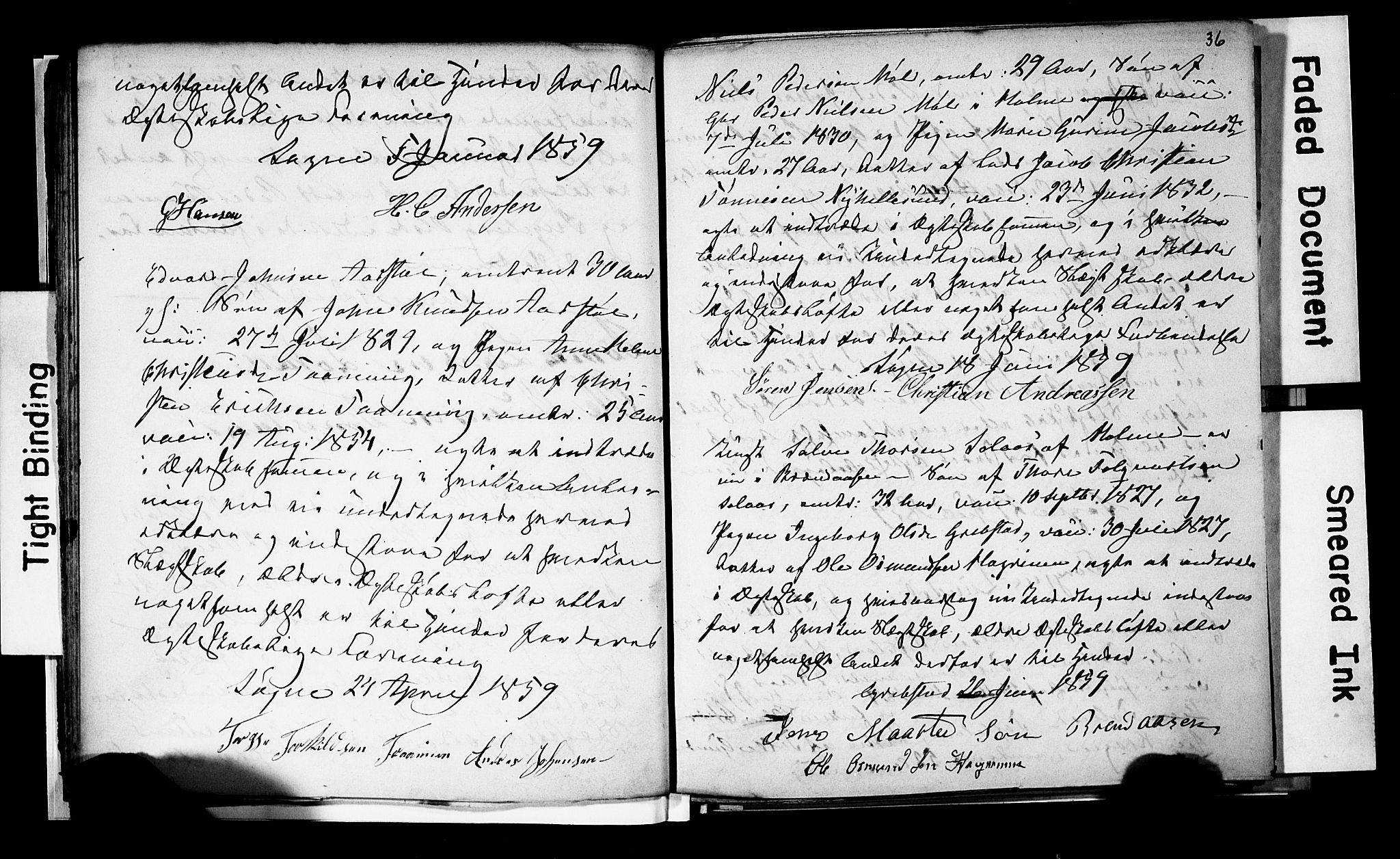 Søgne sokneprestkontor, SAK/1111-0037/F/Fe/L0001: Banns register no. A III 1, 1853-1870, p. 36