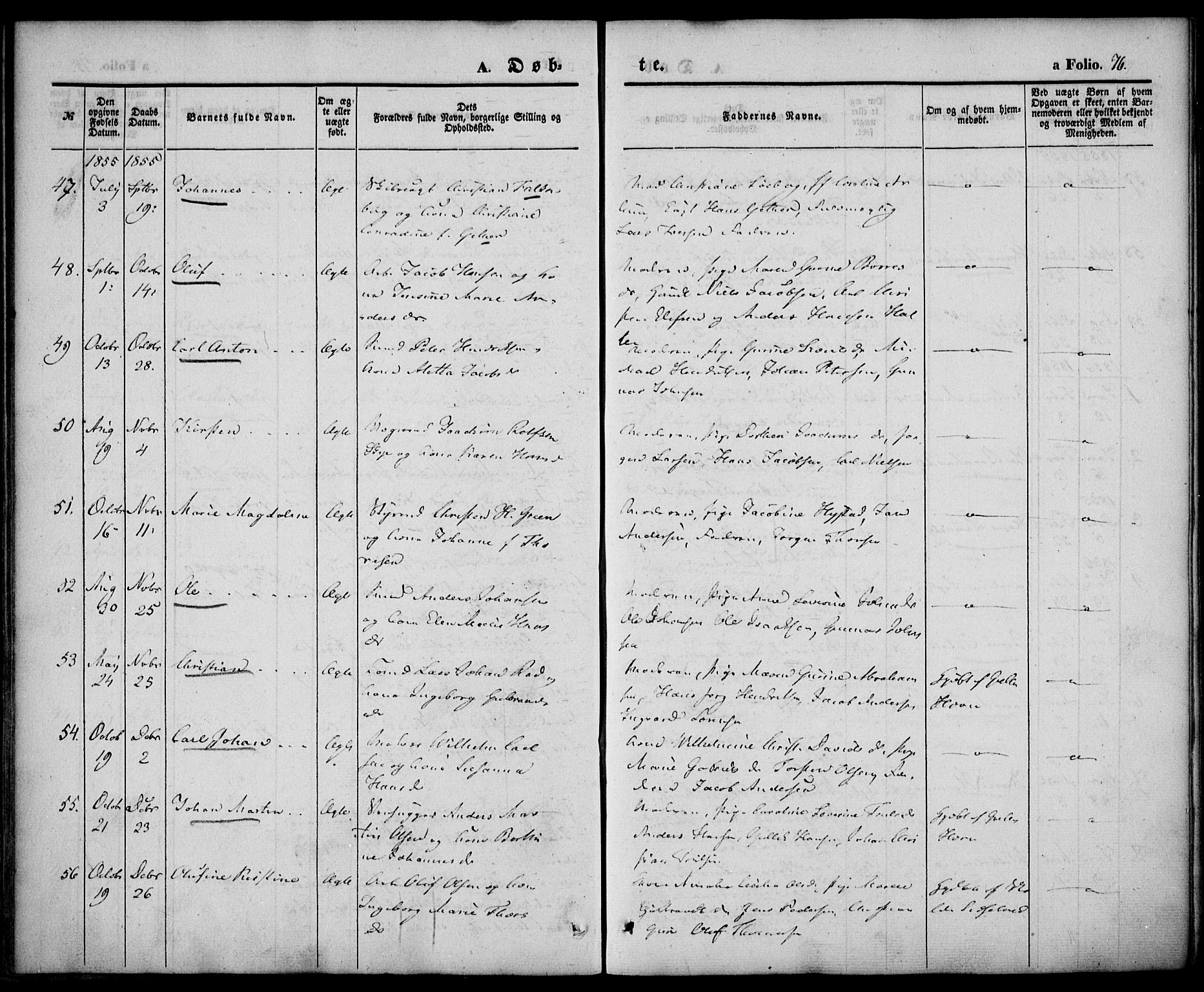 Larvik kirkebøker, SAKO/A-352/F/Fb/L0003: Parish register (official) no. II 3, 1842-1856, p. 76