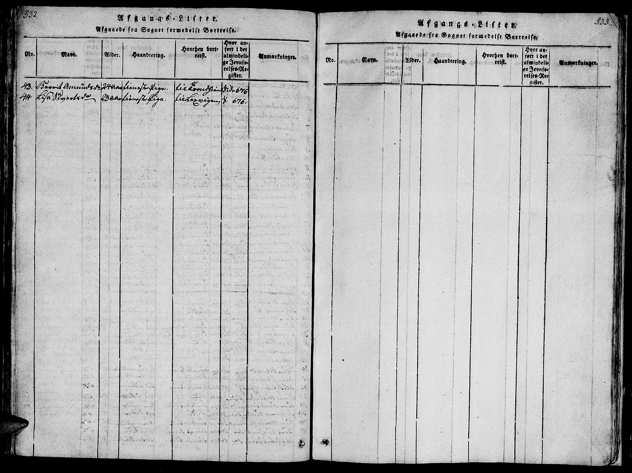 Ministerialprotokoller, klokkerbøker og fødselsregistre - Sør-Trøndelag, SAT/A-1456/659/L0744: Parish register (copy) no. 659C01, 1818-1825, p. 532-533