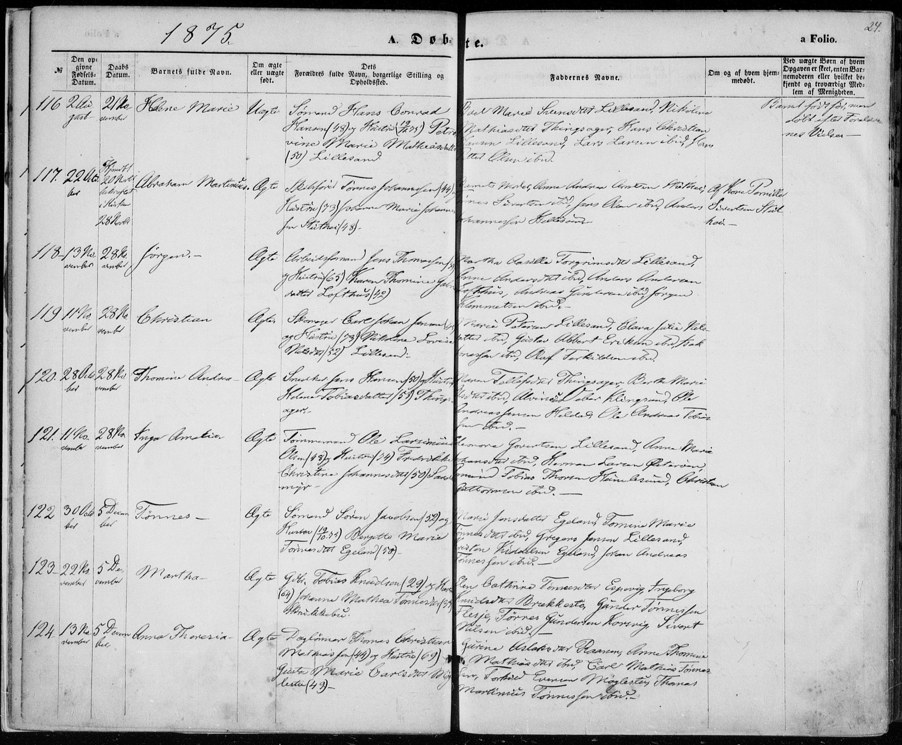 Vestre Moland sokneprestkontor, AV/SAK-1111-0046/F/Fa/Fab/L0008: Parish register (official) no. A 8, 1873-1883, p. 24