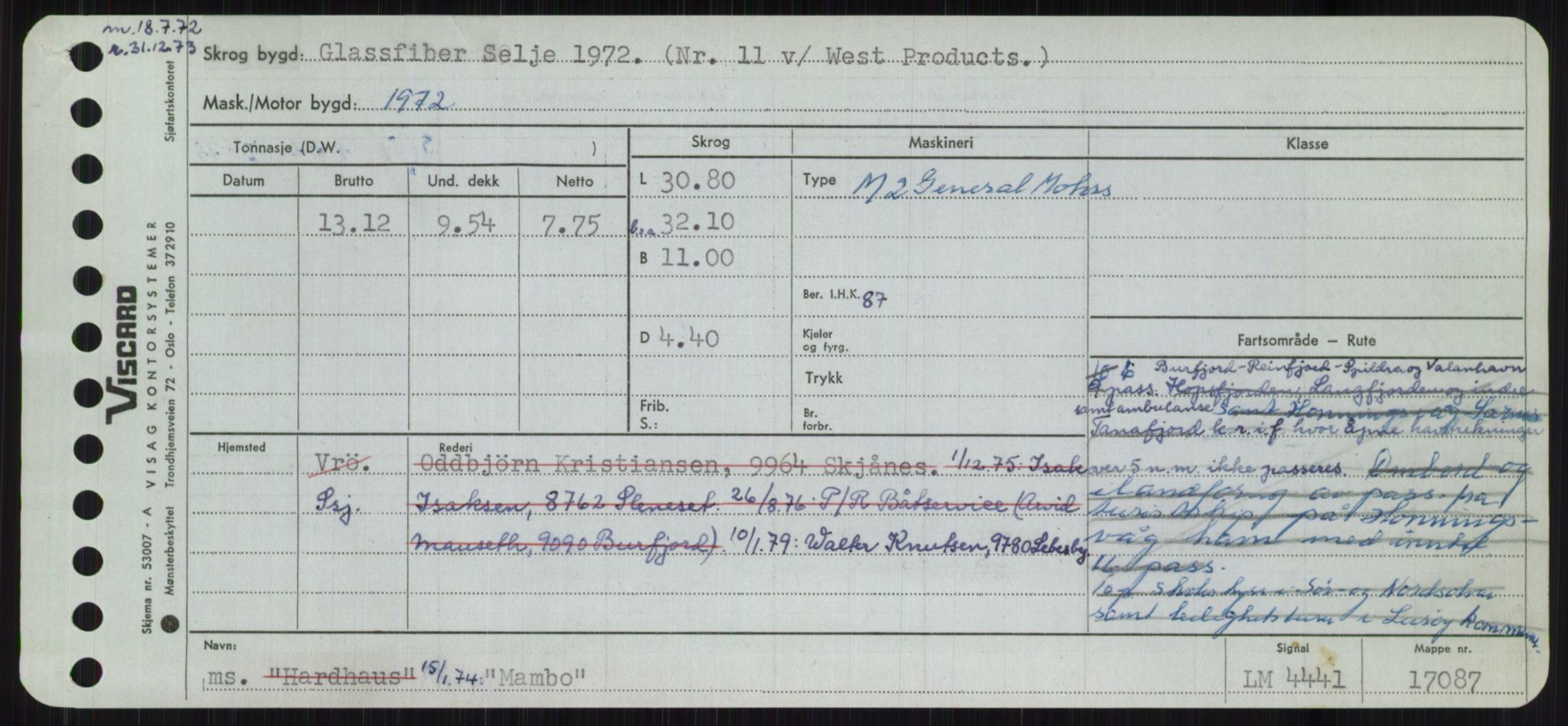 Sjøfartsdirektoratet med forløpere, Skipsmålingen, RA/S-1627/H/Ha/L0003/0002: Fartøy, Hilm-Mar / Fartøy, Kom-Mar, p. 873