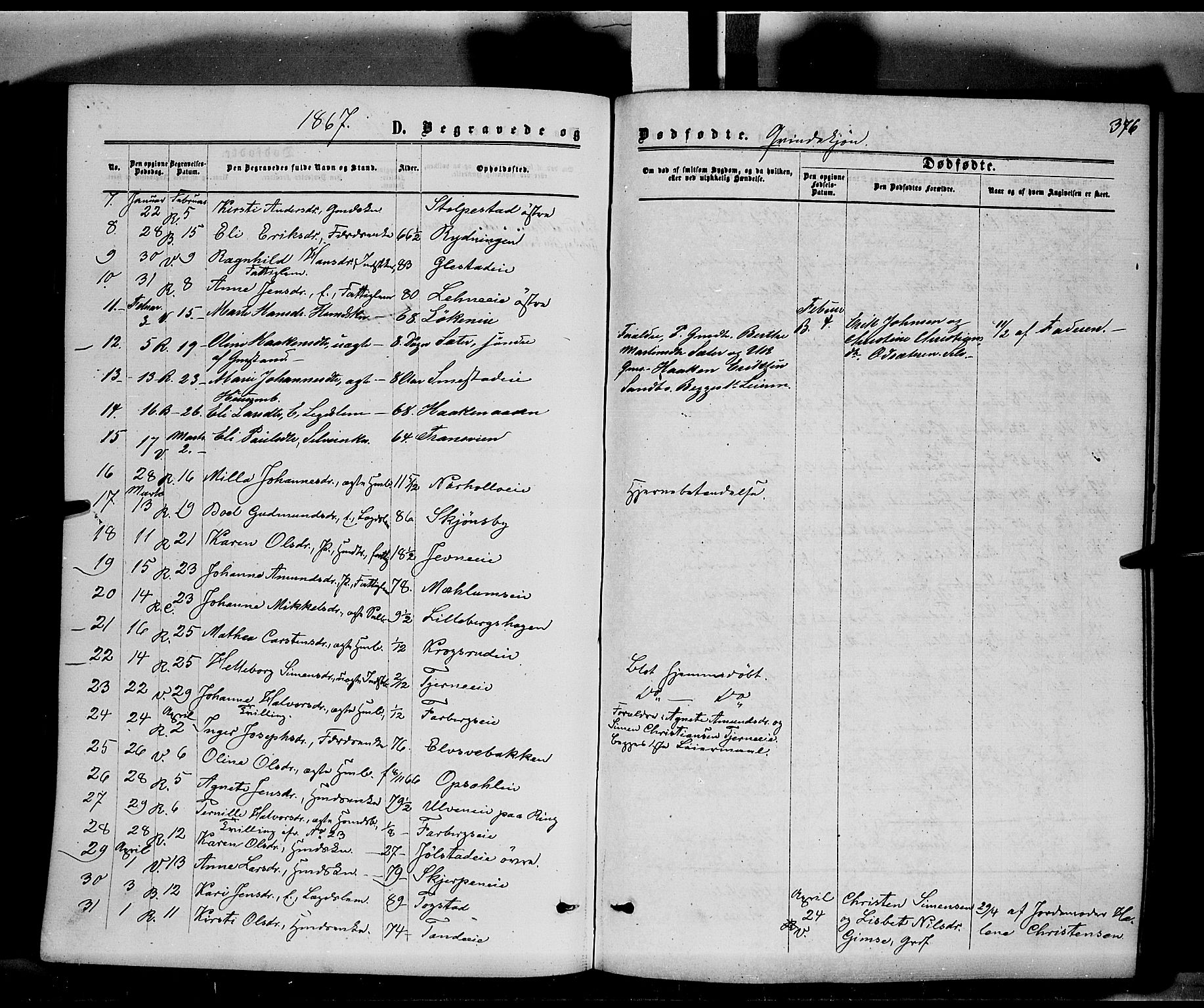 Ringsaker prestekontor, SAH/PREST-014/K/Ka/L0010: Parish register (official) no. 10, 1861-1869, p. 376