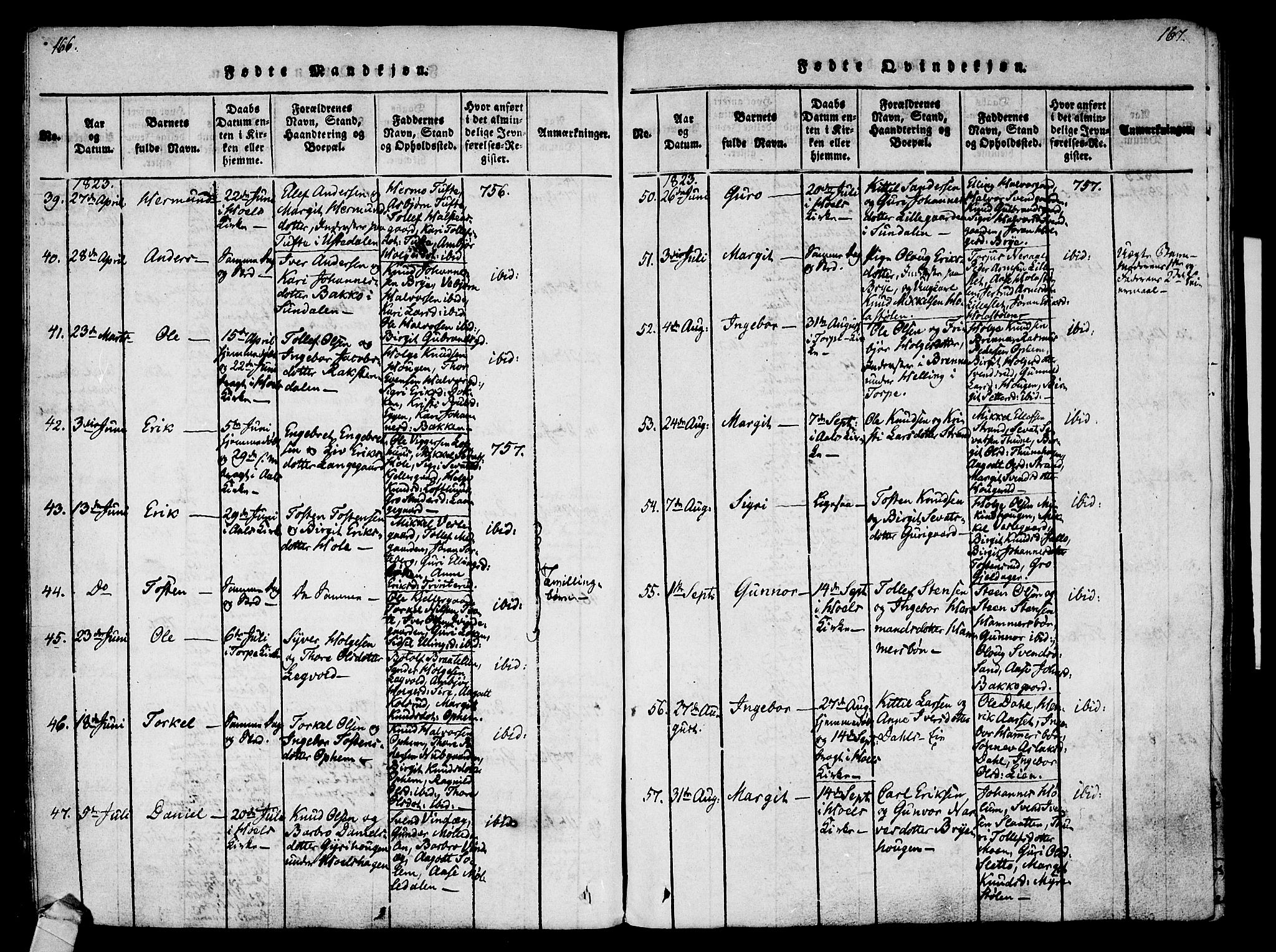 Ål kirkebøker, AV/SAKO-A-249/F/Fa/L0004: Parish register (official) no. I 4, 1815-1825, p. 166-167