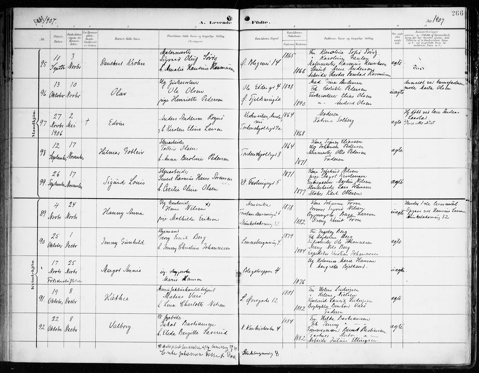 Korskirken sokneprestembete, AV/SAB-A-76101/H/Haa/L0023: Parish register (official) no. B 9, 1899-1908, p. 266