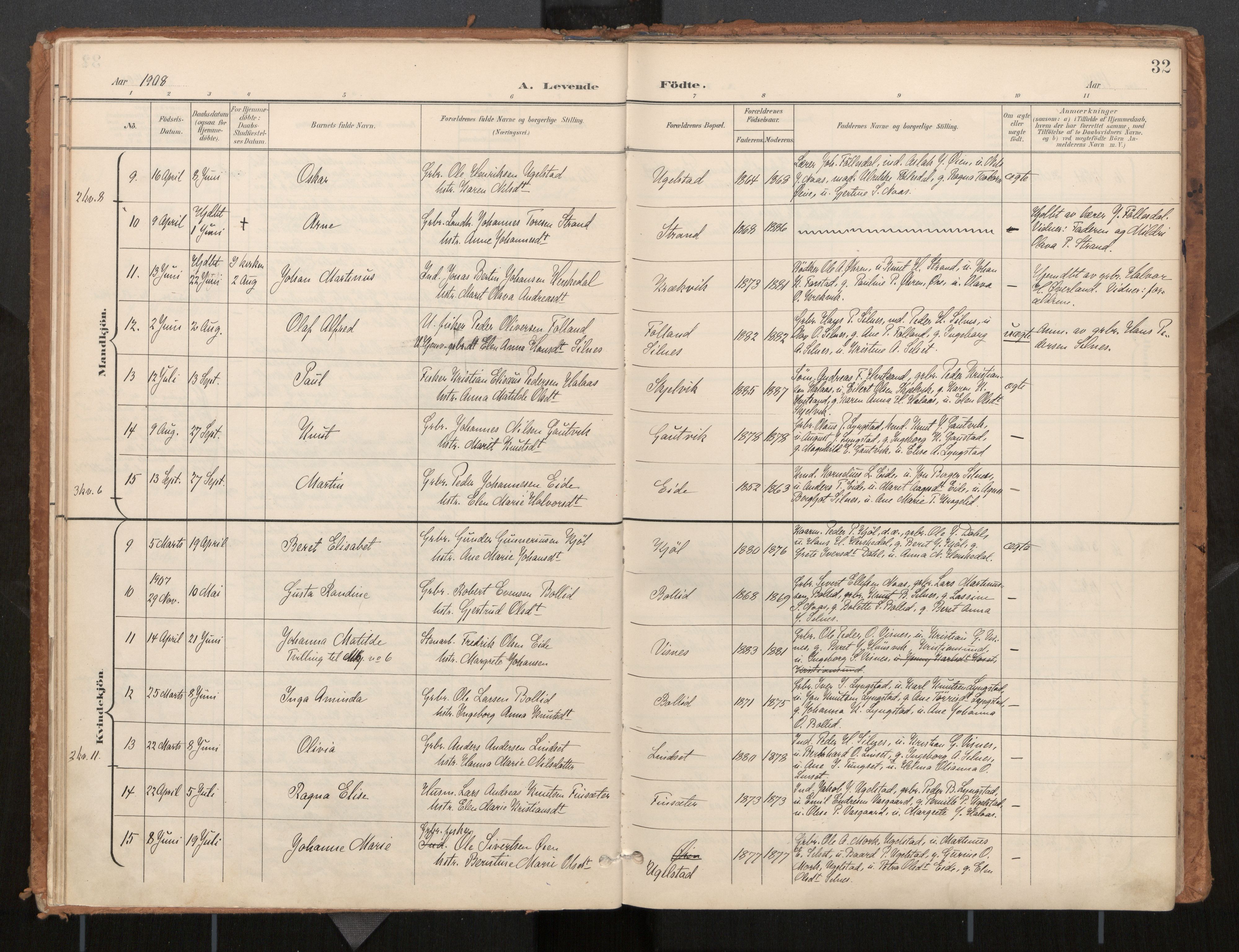 Ministerialprotokoller, klokkerbøker og fødselsregistre - Møre og Romsdal, AV/SAT-A-1454/571/L0836a: Parish register (official) no. 571A02, 1898-1910, p. 32