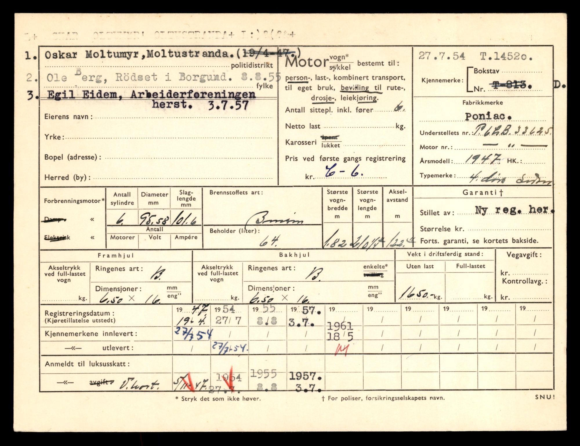 Møre og Romsdal vegkontor - Ålesund trafikkstasjon, AV/SAT-A-4099/F/Fe/L0046: Registreringskort for kjøretøy T 14445 - T 14579, 1927-1998
