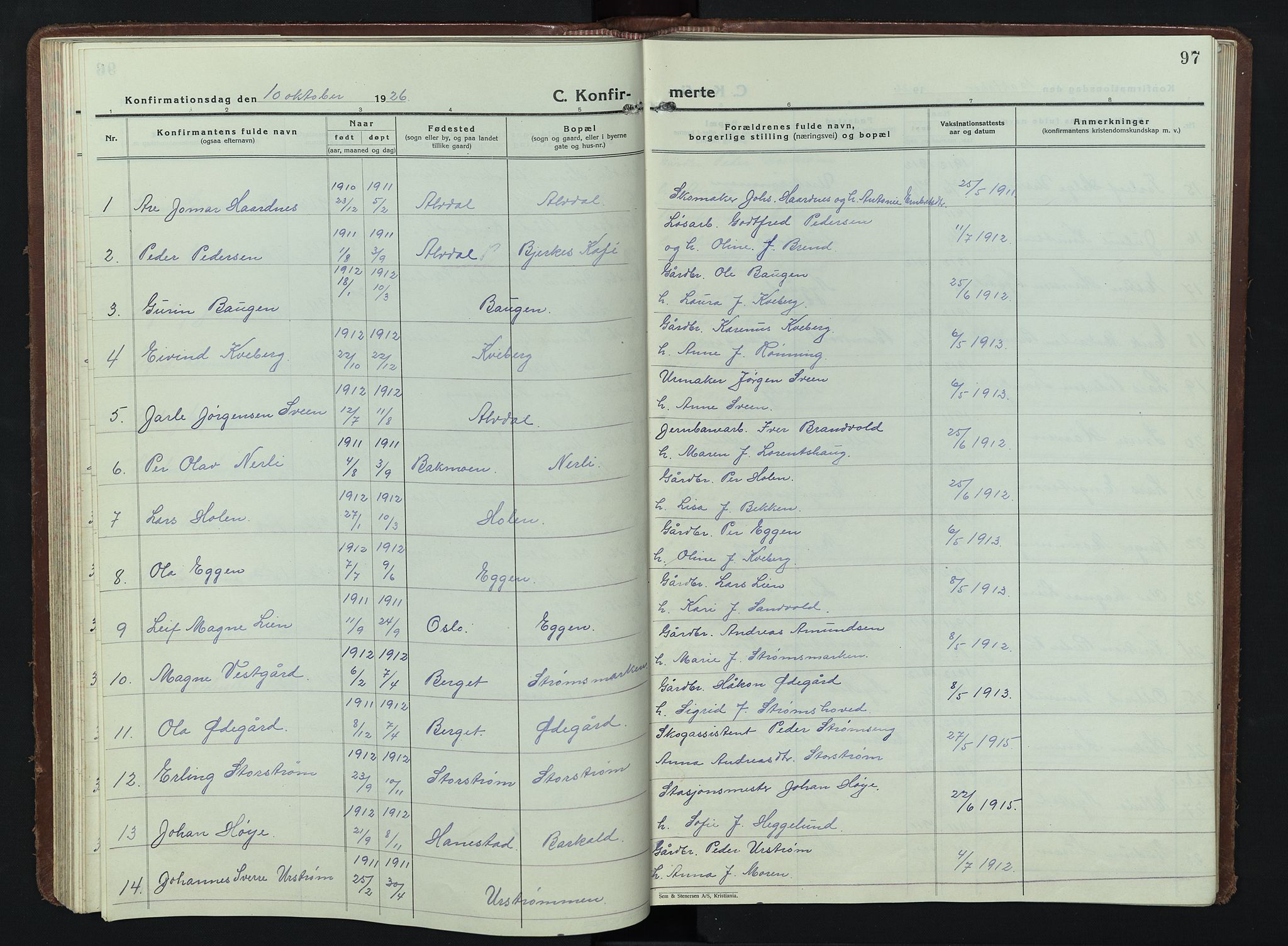 Alvdal prestekontor, SAH/PREST-060/H/Ha/Hab/L0007: Parish register (copy) no. 7, 1924-1945, p. 97