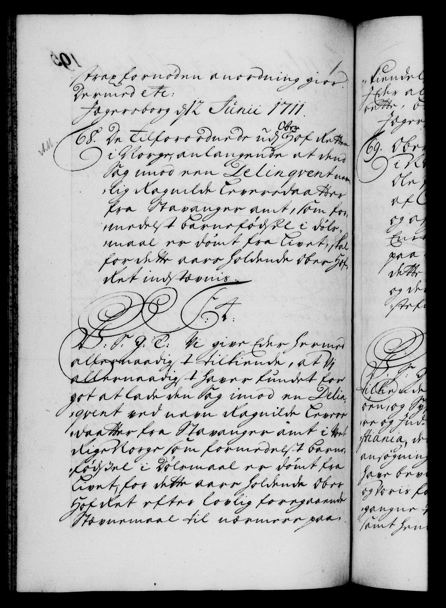 Danske Kanselli 1572-1799, AV/RA-EA-3023/F/Fc/Fca/Fcab/L0019: Norske tegnelser, 1710-1714, p. 196b