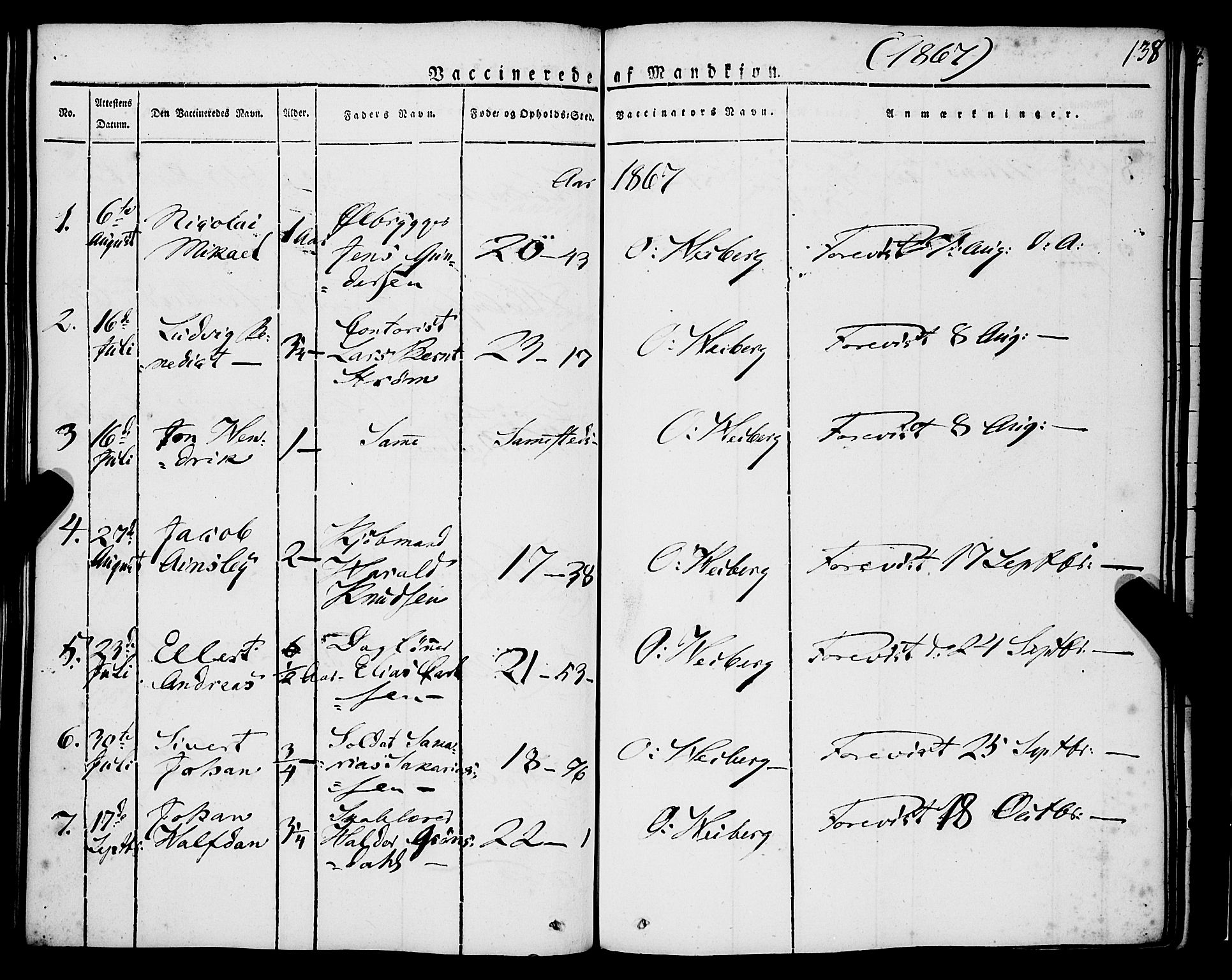 Korskirken sokneprestembete, SAB/A-76101/H/Haa/L0050: Parish register (official) no. F 1, 1821-1869, p. 138