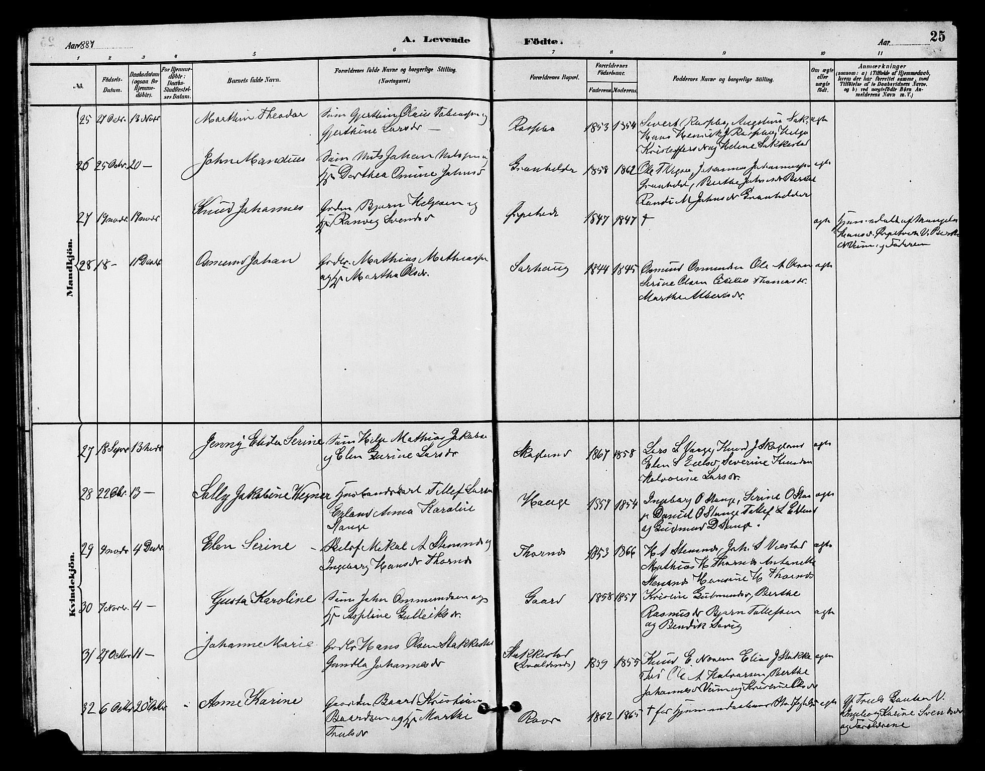 Haugesund sokneprestkontor, AV/SAST-A -101863/H/Ha/Hab/L0003: Parish register (copy) no. B 3, 1882-1889, p. 25