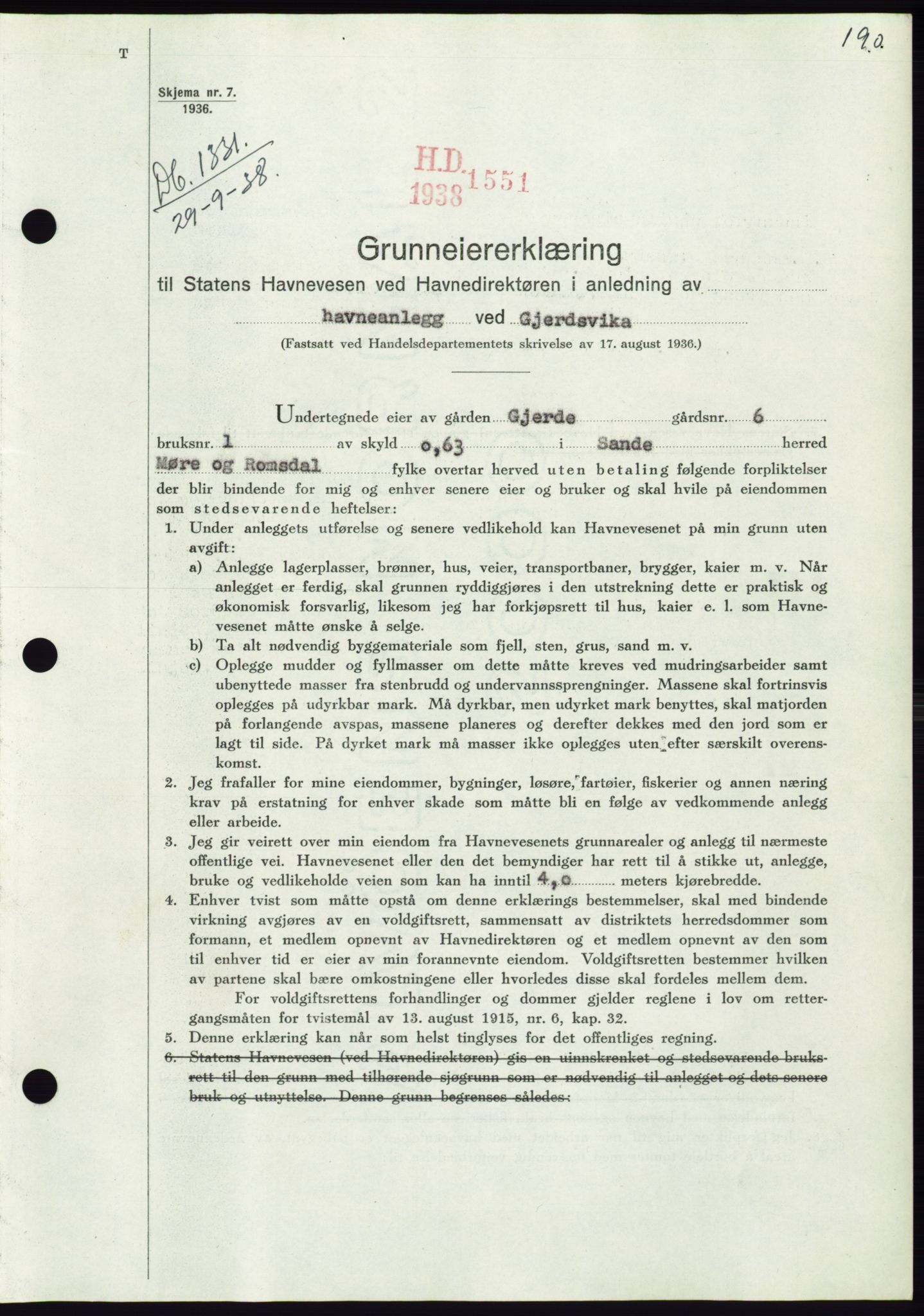 Søre Sunnmøre sorenskriveri, AV/SAT-A-4122/1/2/2C/L0066: Mortgage book no. 60, 1938-1938, Diary no: : 1331/1938