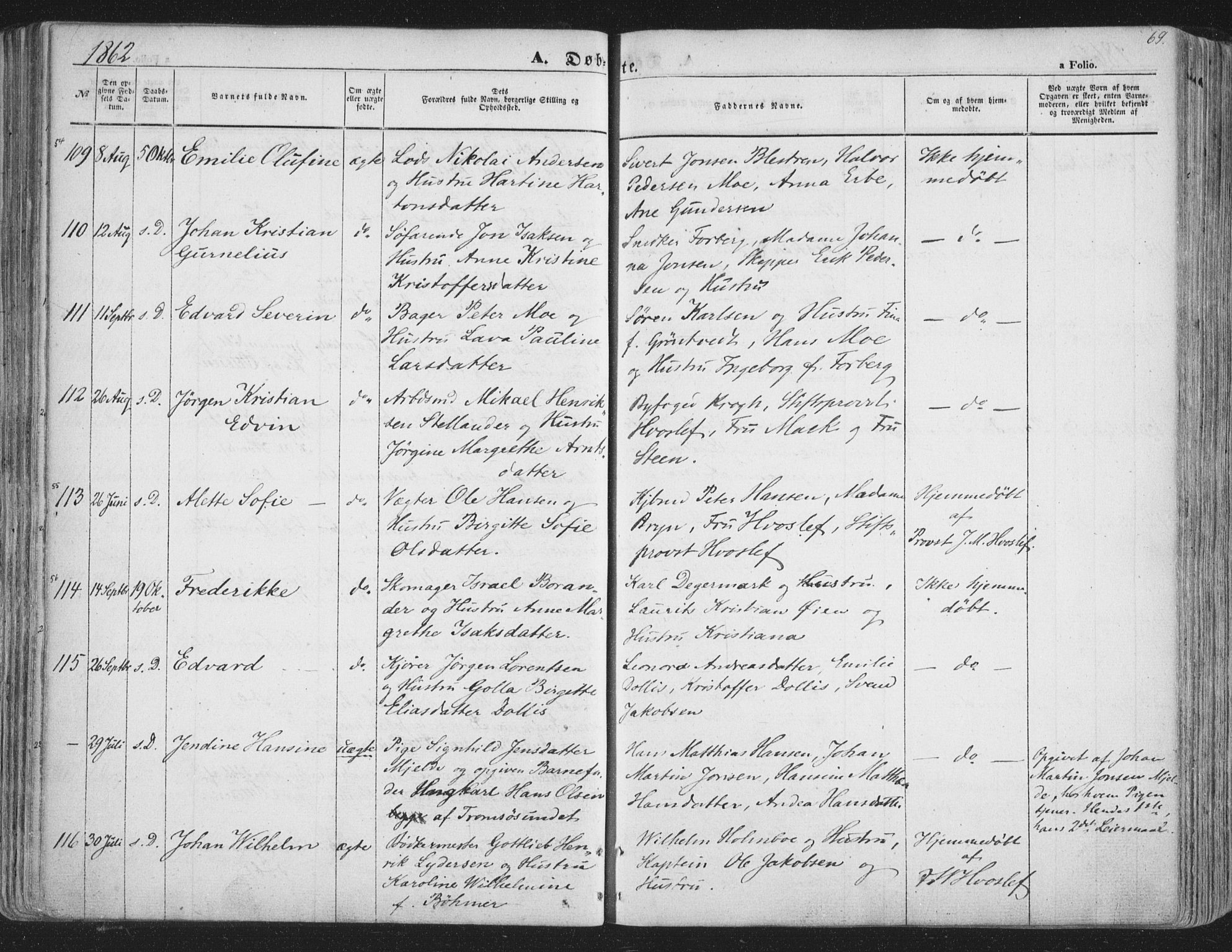 Tromsø sokneprestkontor/stiftsprosti/domprosti, SATØ/S-1343/G/Ga/L0011kirke: Parish register (official) no. 11, 1856-1865, p. 69