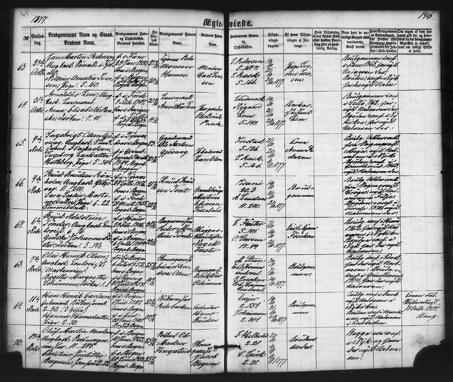 Nykirken Sokneprestembete, SAB/A-77101/H/Haa/L0032: Parish register (official) no. D 2, 1861-1883, p. 146
