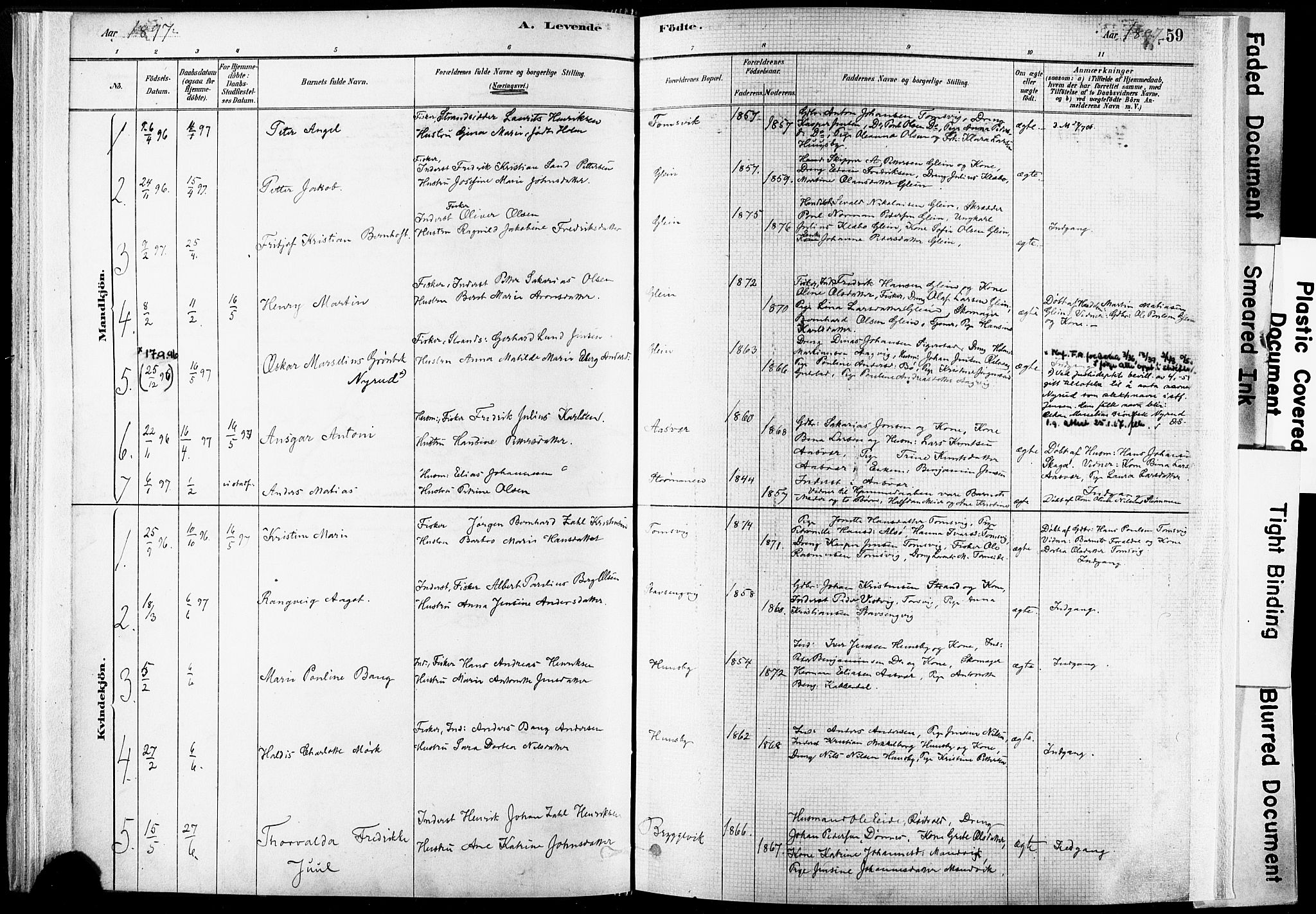 Ministerialprotokoller, klokkerbøker og fødselsregistre - Nordland, SAT/A-1459/835/L0525: Parish register (official) no. 835A03I, 1881-1910, p. 59