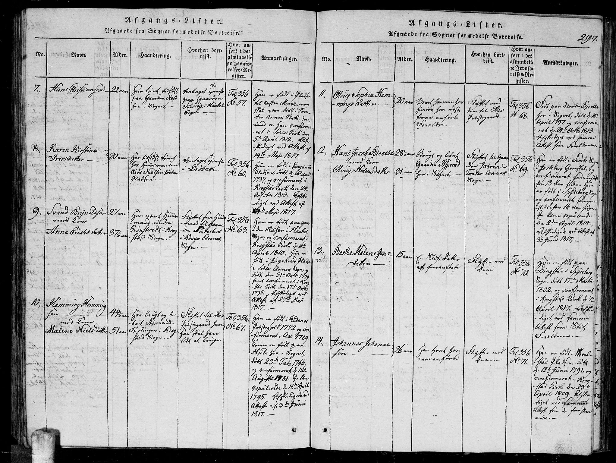 Kråkstad prestekontor Kirkebøker, AV/SAO-A-10125a/G/Ga/L0001: Parish register (copy) no. I 1, 1813-1824, p. 297