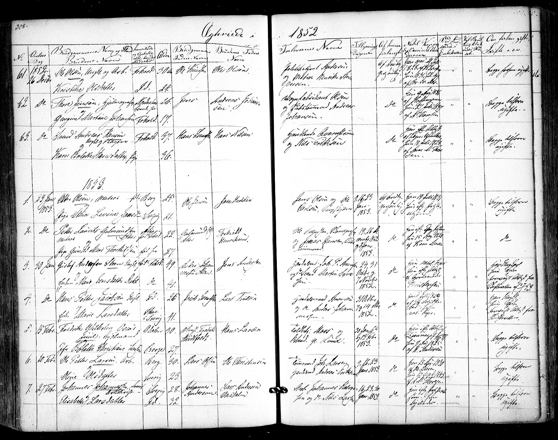 Halden prestekontor Kirkebøker, AV/SAO-A-10909/F/Fa/L0006: Parish register (official) no. I 6, 1845-1856, p. 308