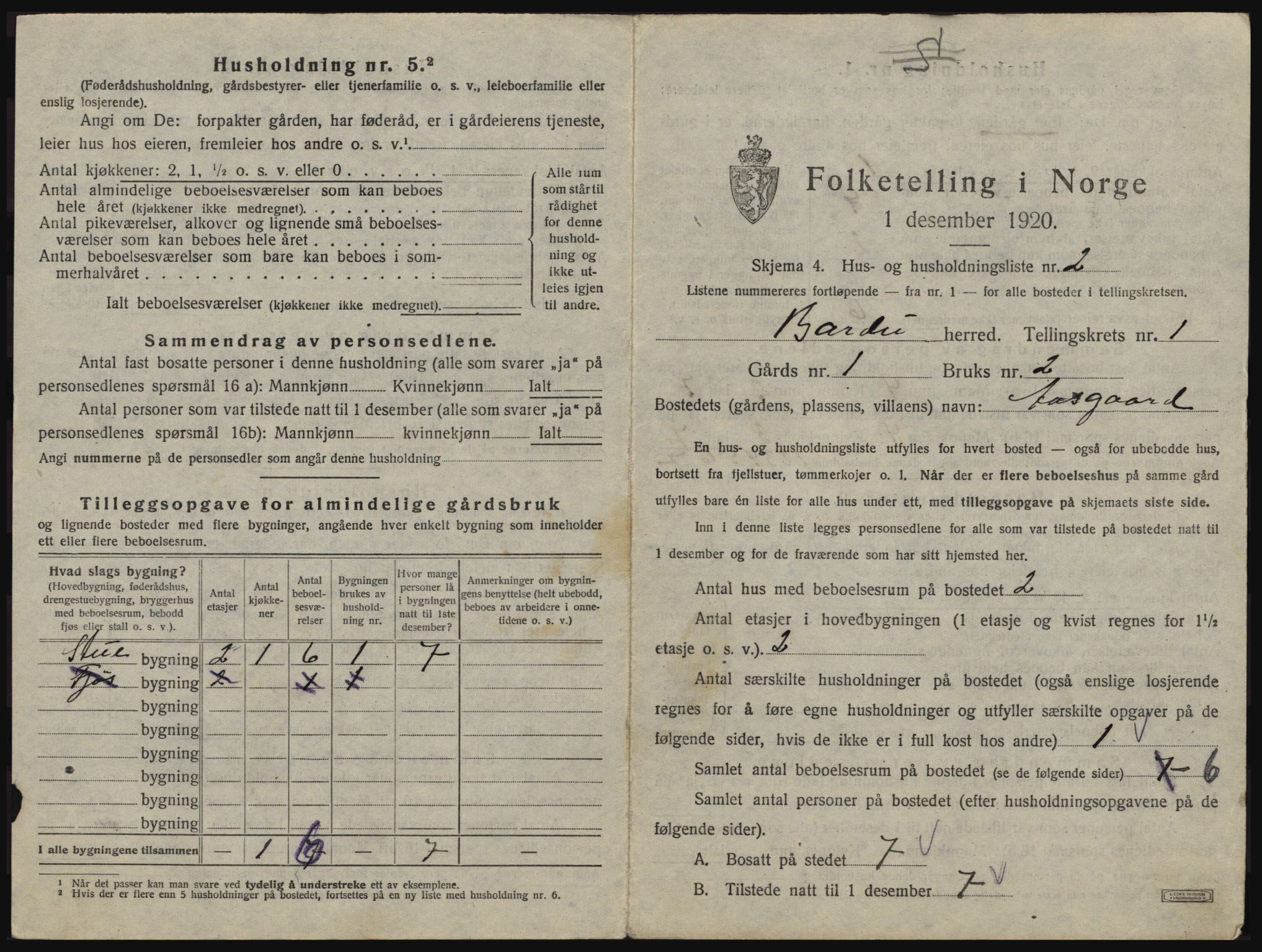 SATØ, 1920 census for Bardu, 1920, p. 59