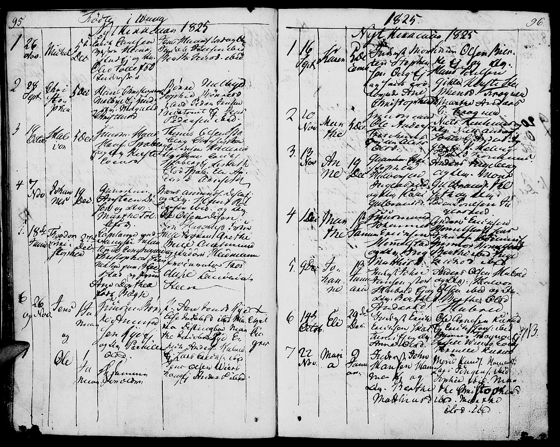 Vang prestekontor, Hedmark, AV/SAH-PREST-008/H/Ha/Haa/L0006: Parish register (official) no. 6 /1, 1809-1827, p. 95-96