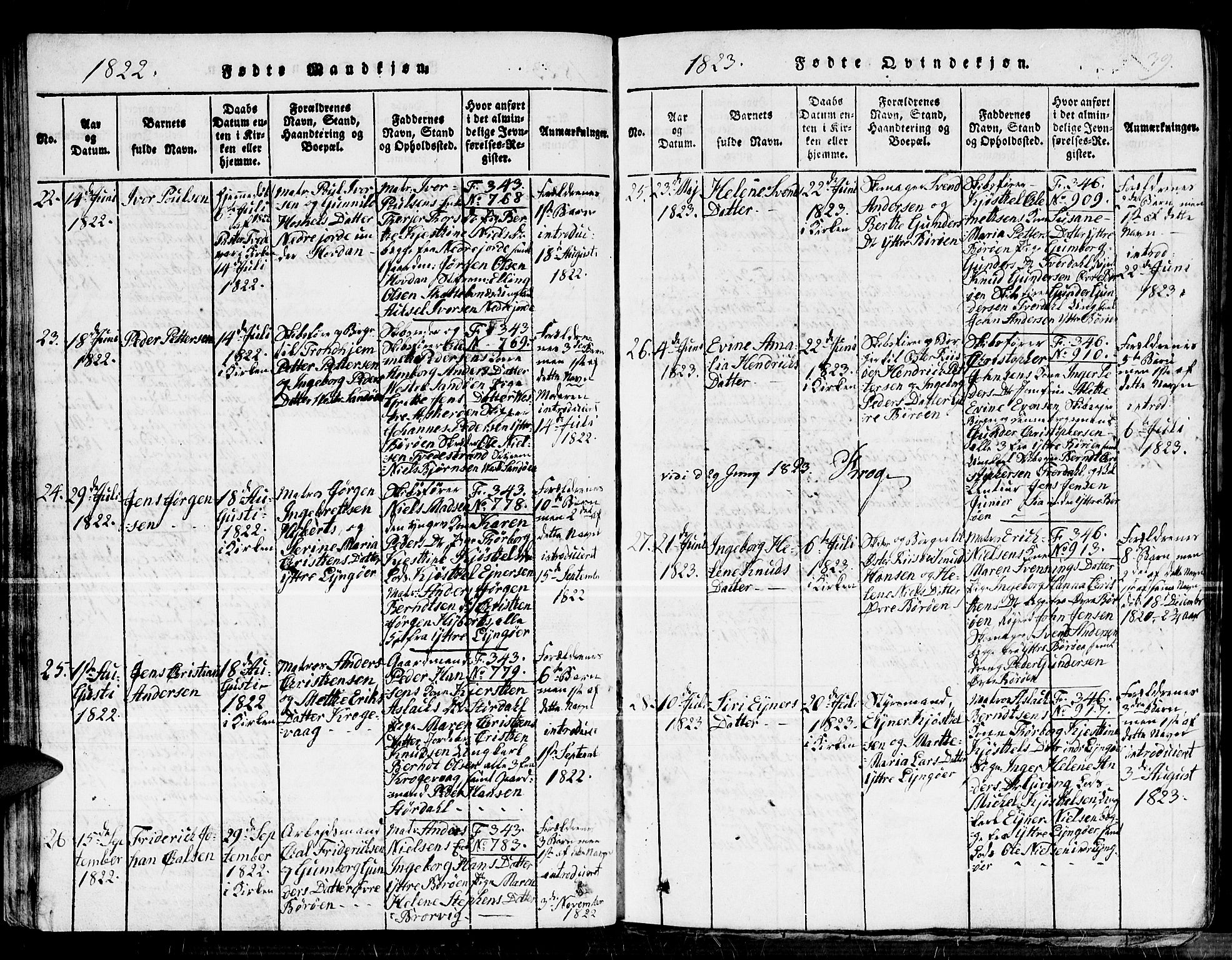 Dypvåg sokneprestkontor, SAK/1111-0007/F/Fb/Fba/L0009: Parish register (copy) no. B 9, 1816-1842, p. 39