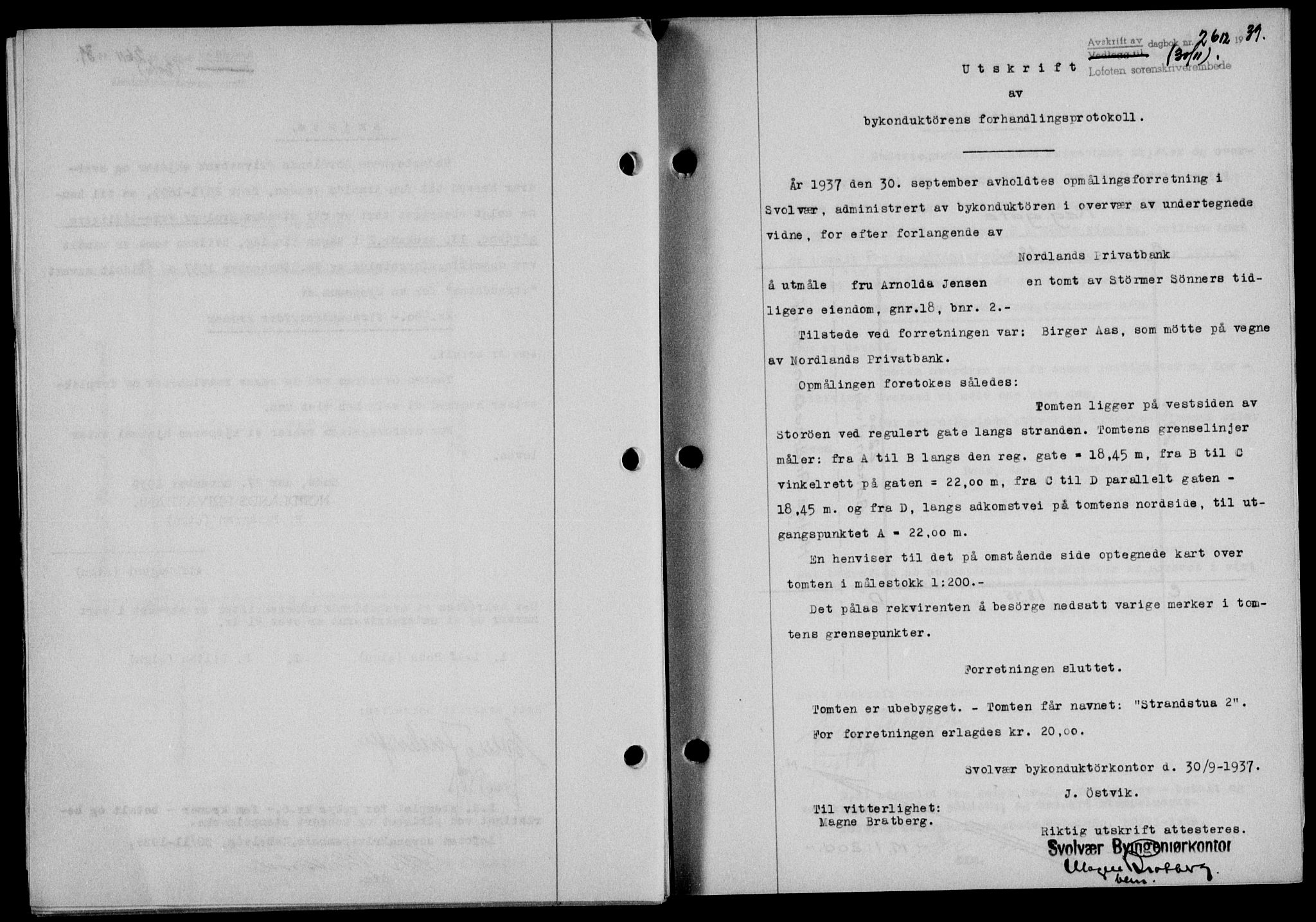 Lofoten sorenskriveri, SAT/A-0017/1/2/2C/L0006a: Mortgage book no. 6a, 1939-1939, Diary no: : 2612/1939