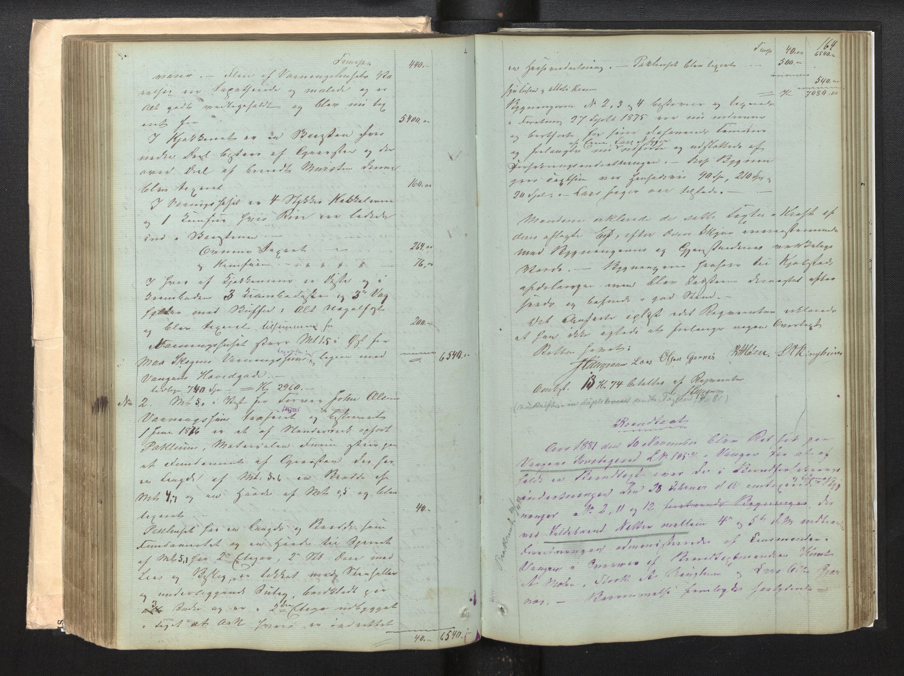 Lensmannen i Voss, AV/SAB-A-35801/0012/L0001: Branntakstprotokoll, 1846-1890, p. 163b-164a