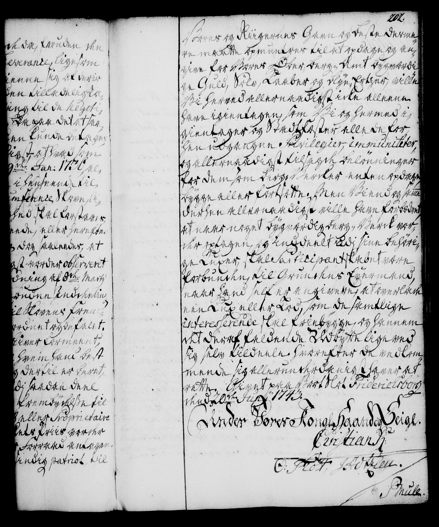 Rentekammeret, Kammerkanselliet, RA/EA-3111/G/Gg/Gga/L0005: Norsk ekspedisjonsprotokoll med register (merket RK 53.5), 1741-1749, p. 202