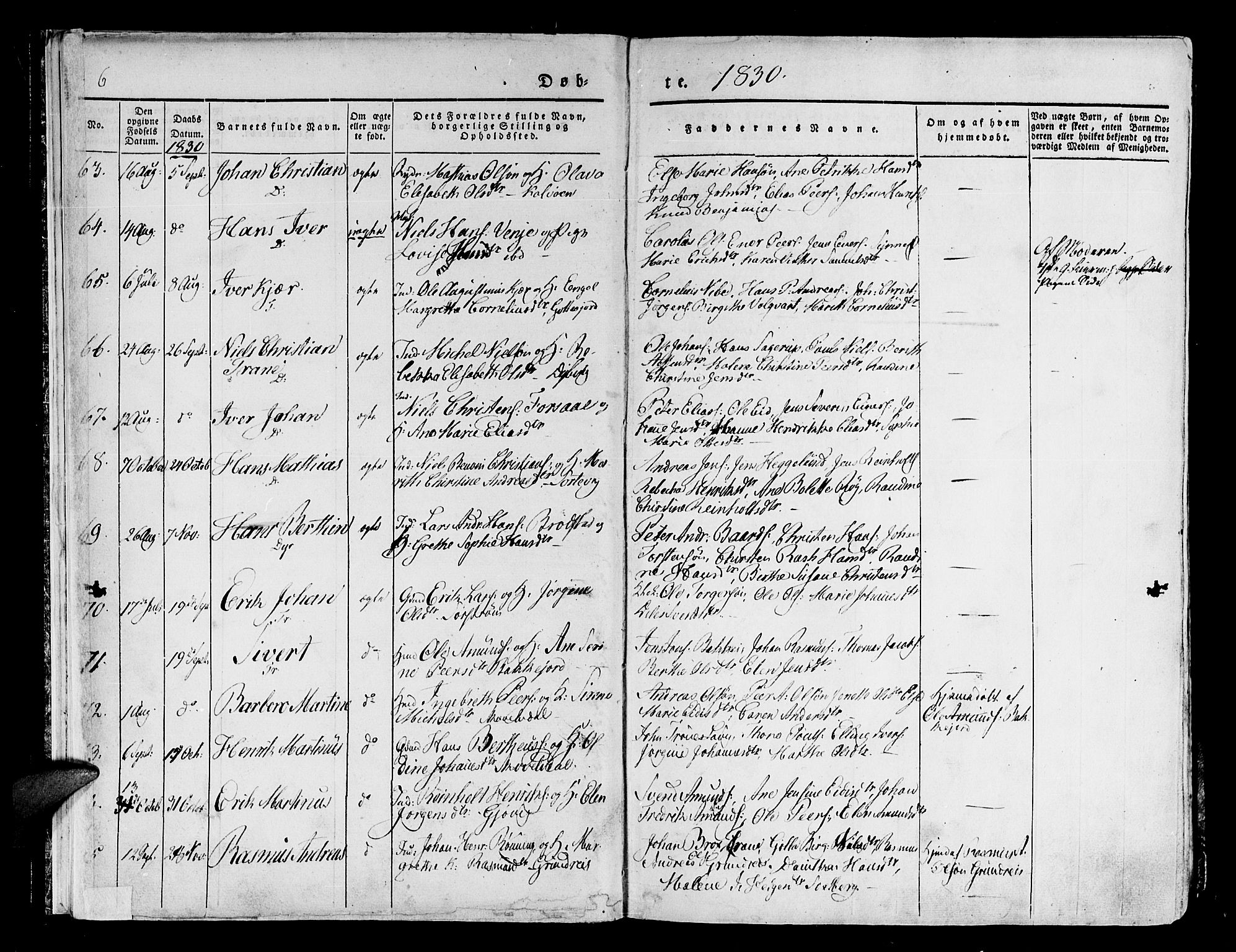 Tranøy sokneprestkontor, SATØ/S-1313/I/Ia/Iaa/L0005kirke: Parish register (official) no. 5, 1829-1844, p. 6