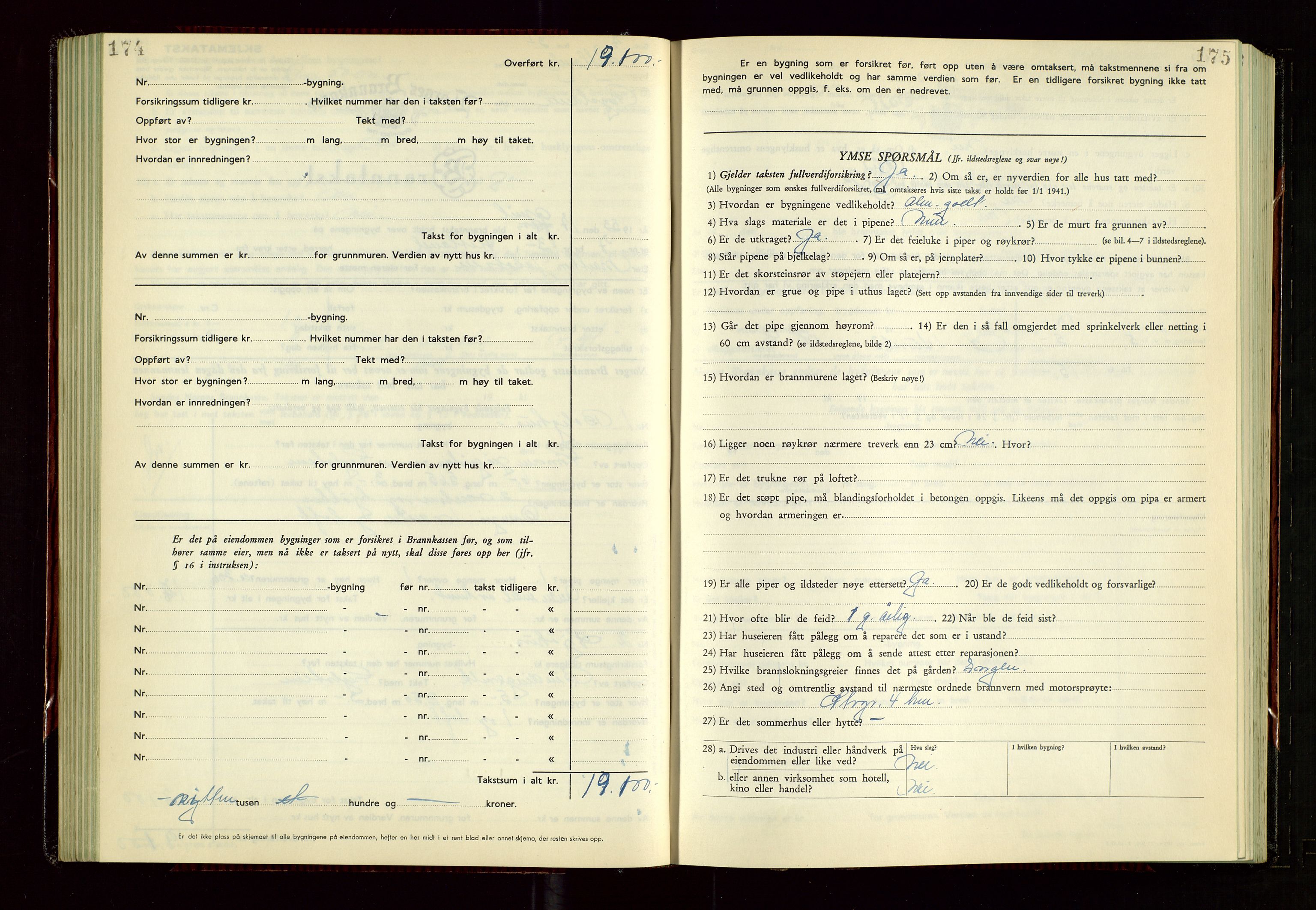 Hetland lensmannskontor, AV/SAST-A-100101/Gob/L0008: "Branntakstprotokoll", 1949-1953, p. 174-175