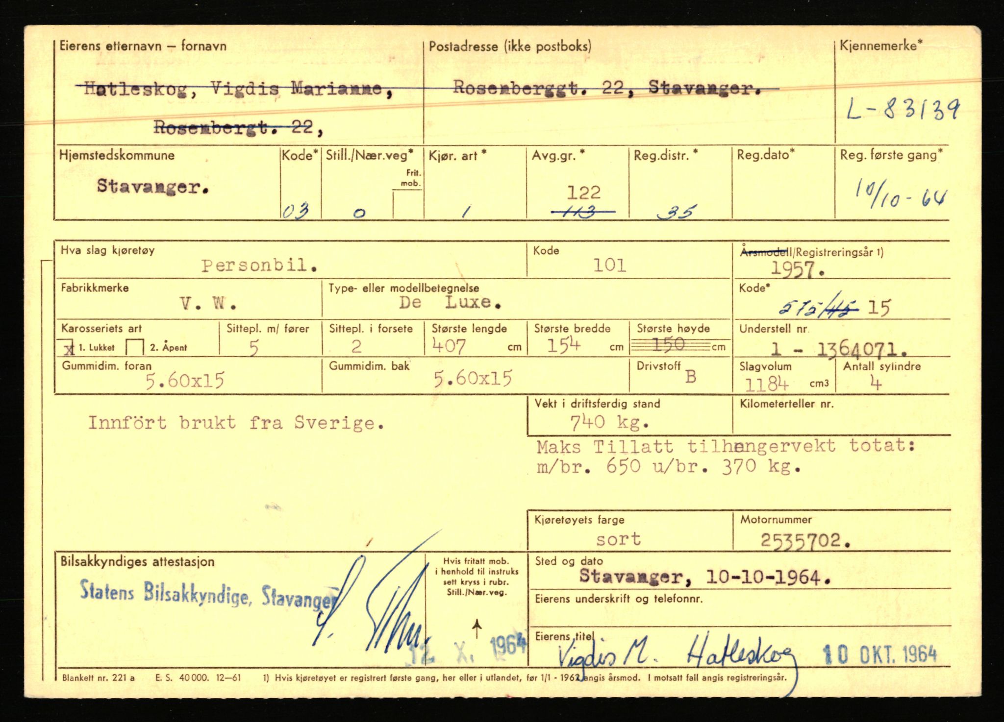 Stavanger trafikkstasjon, AV/SAST-A-101942/0/F/L0072: L-82200 - L-84099, 1930-1971, p. 1161