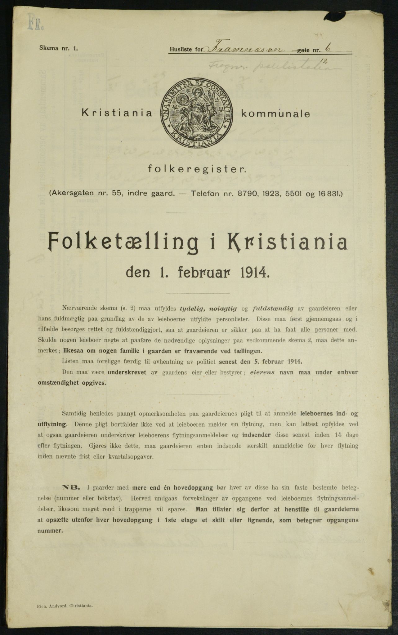 OBA, Municipal Census 1914 for Kristiania, 1914, p. 25548