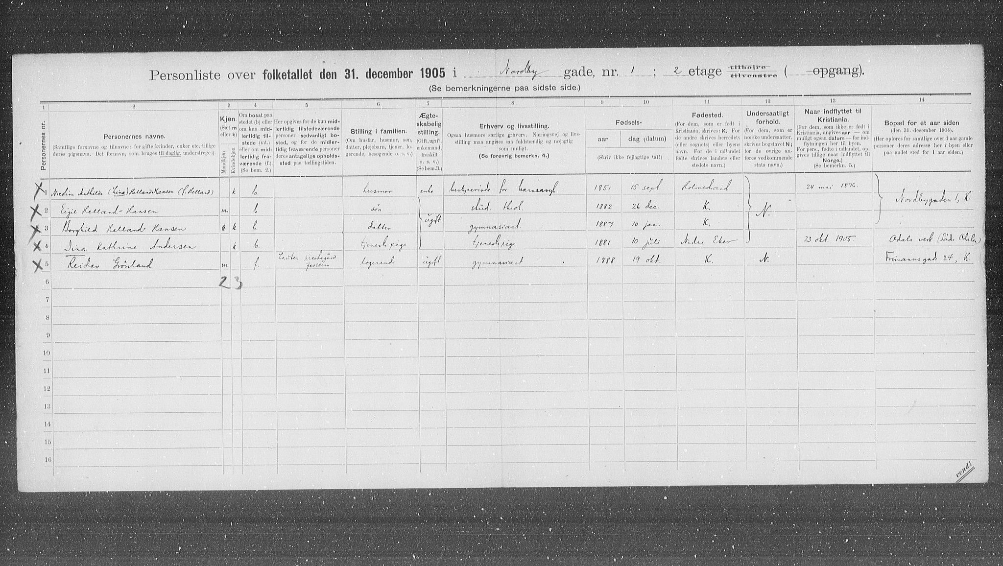 OBA, Municipal Census 1905 for Kristiania, 1905, p. 37741